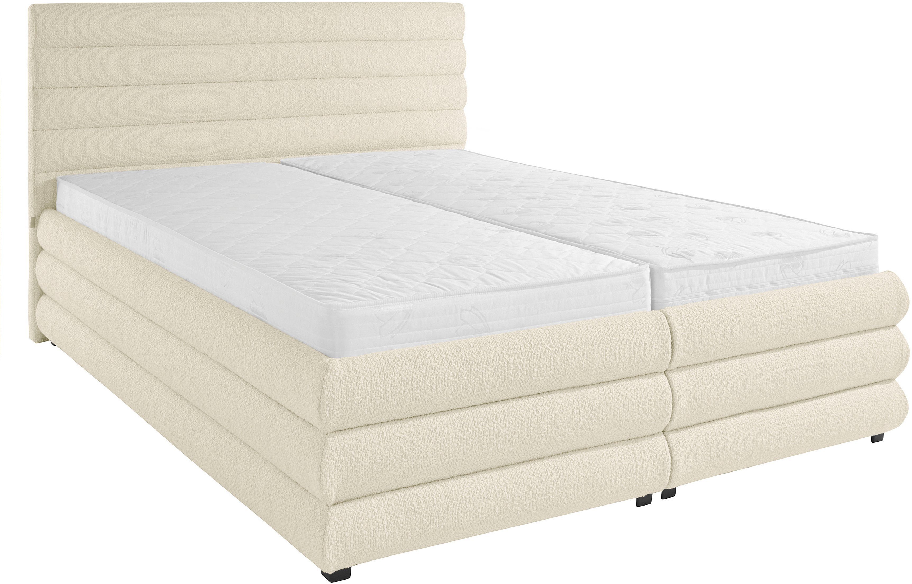 LeGer Home by Lena Gercke Gestoffeerd bed Maylis bouclé naar keuze met en zonder matras en lattenbodem, ook in 200 cm breedte