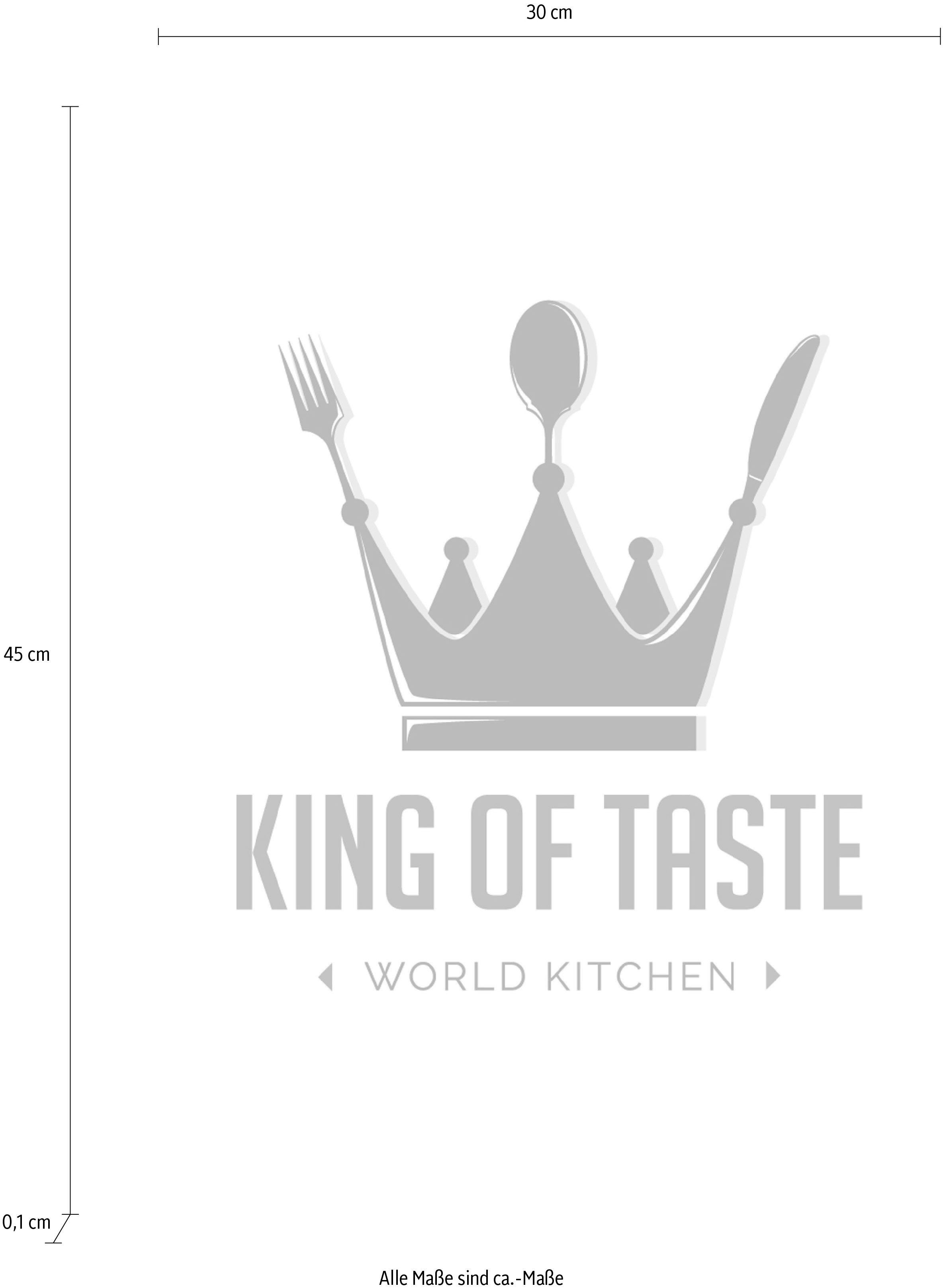 queence Sierobject voor aan de wand KING OF TASTE Stalen bord, blikken bord, spreuk, grappig, wanddecoratie, retro, 20x30cm