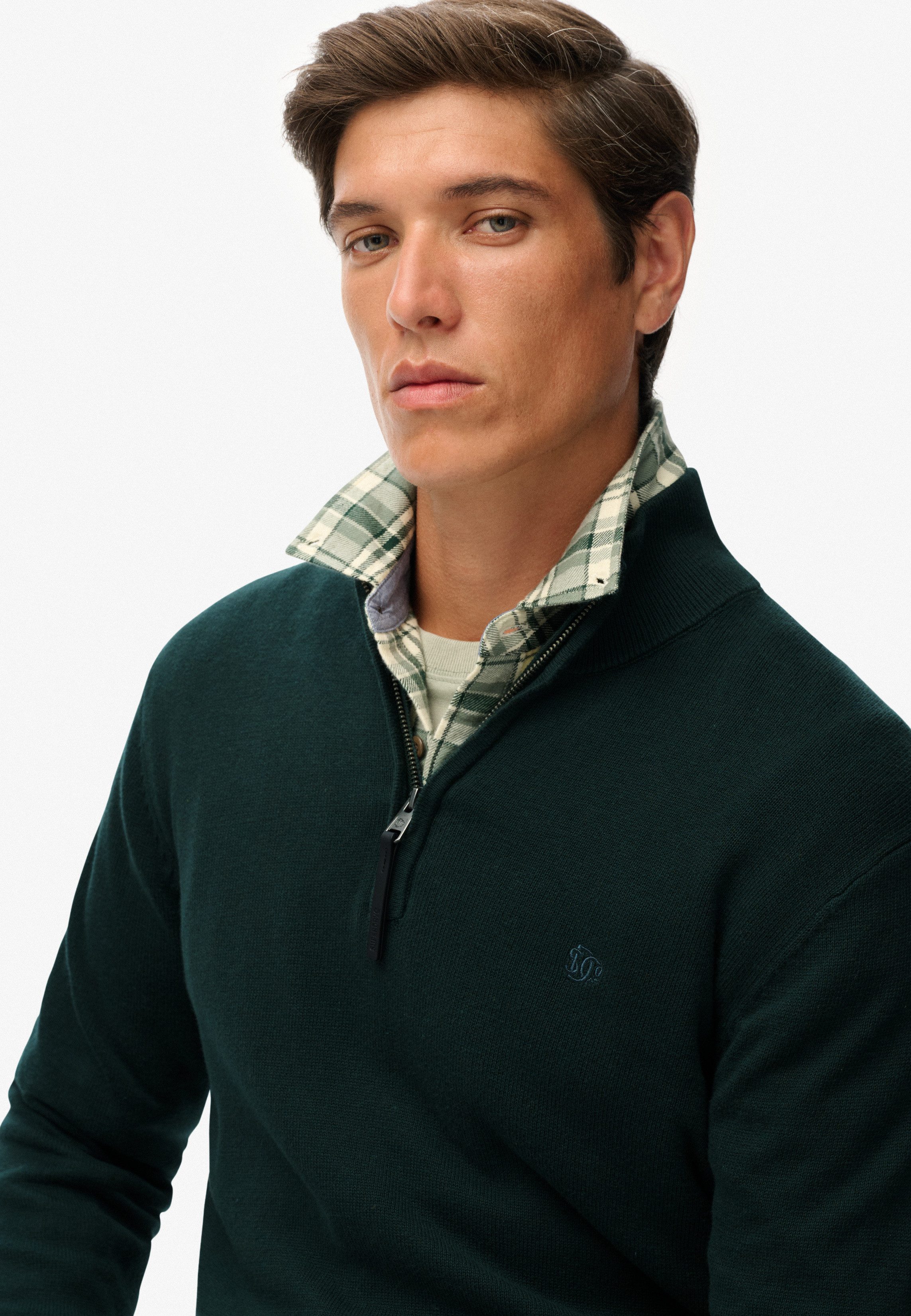Superdry Gebreide trui ESSENTIALS COTTON HALF ZIP