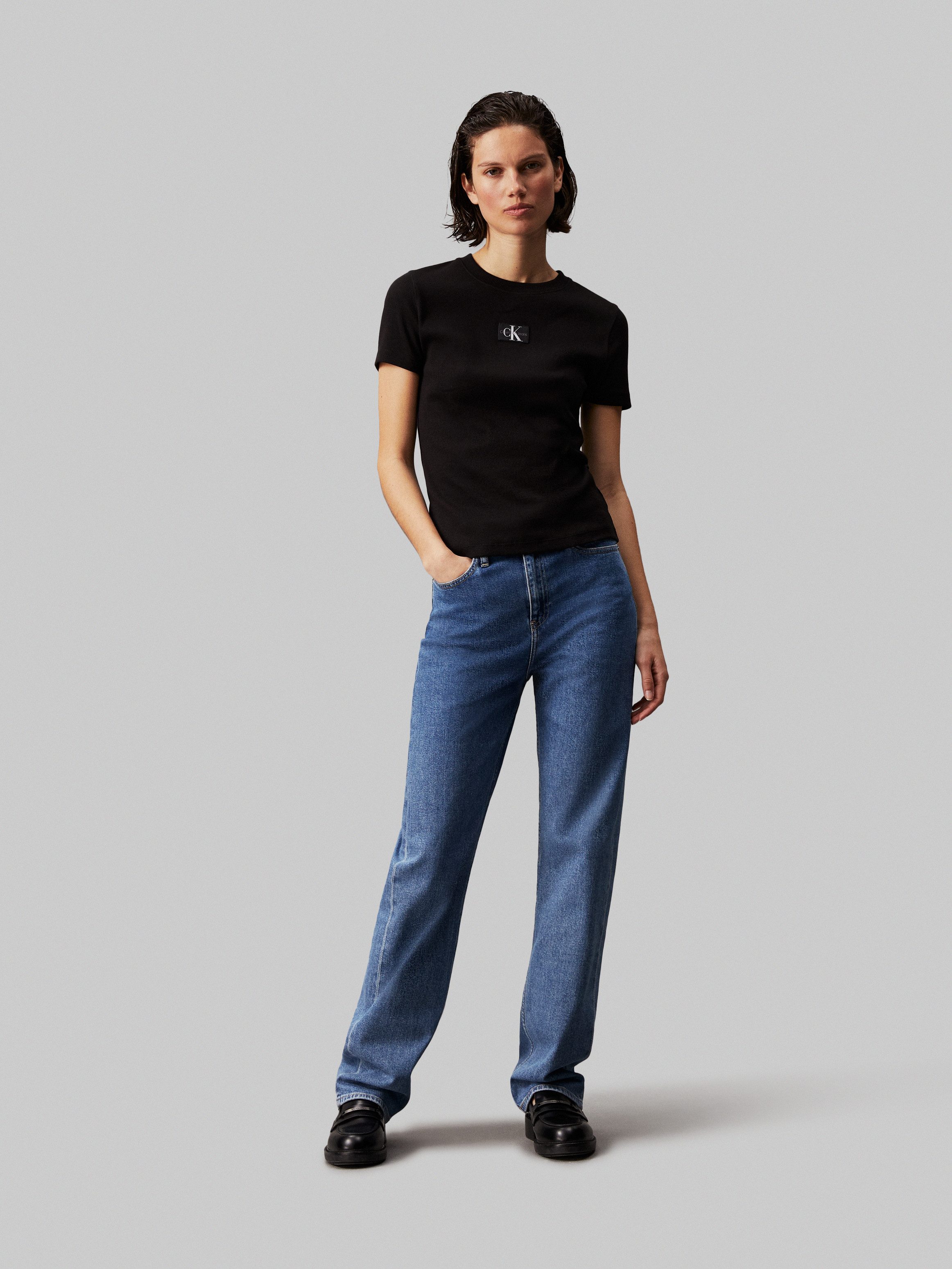 Calvin Klein T-shirt WOVEN LABEL RIB BABY TEE