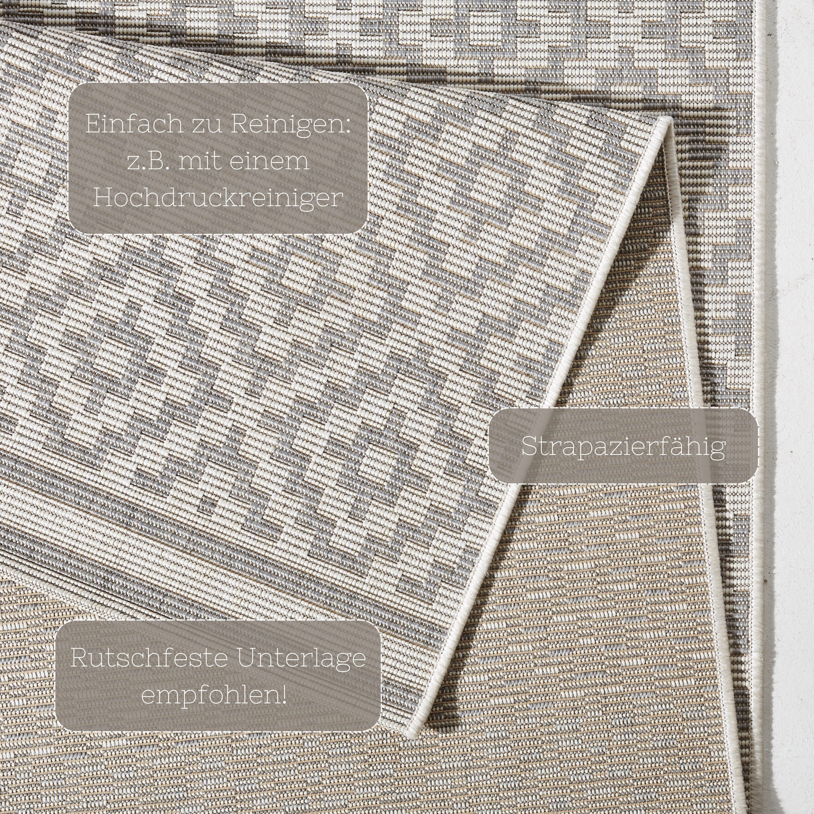 NORTHRUGS Vloerkleed Ruit Binnen- en buitengebruik, weerbestendig, balkon, loper, woonkamer, terras, ruit
