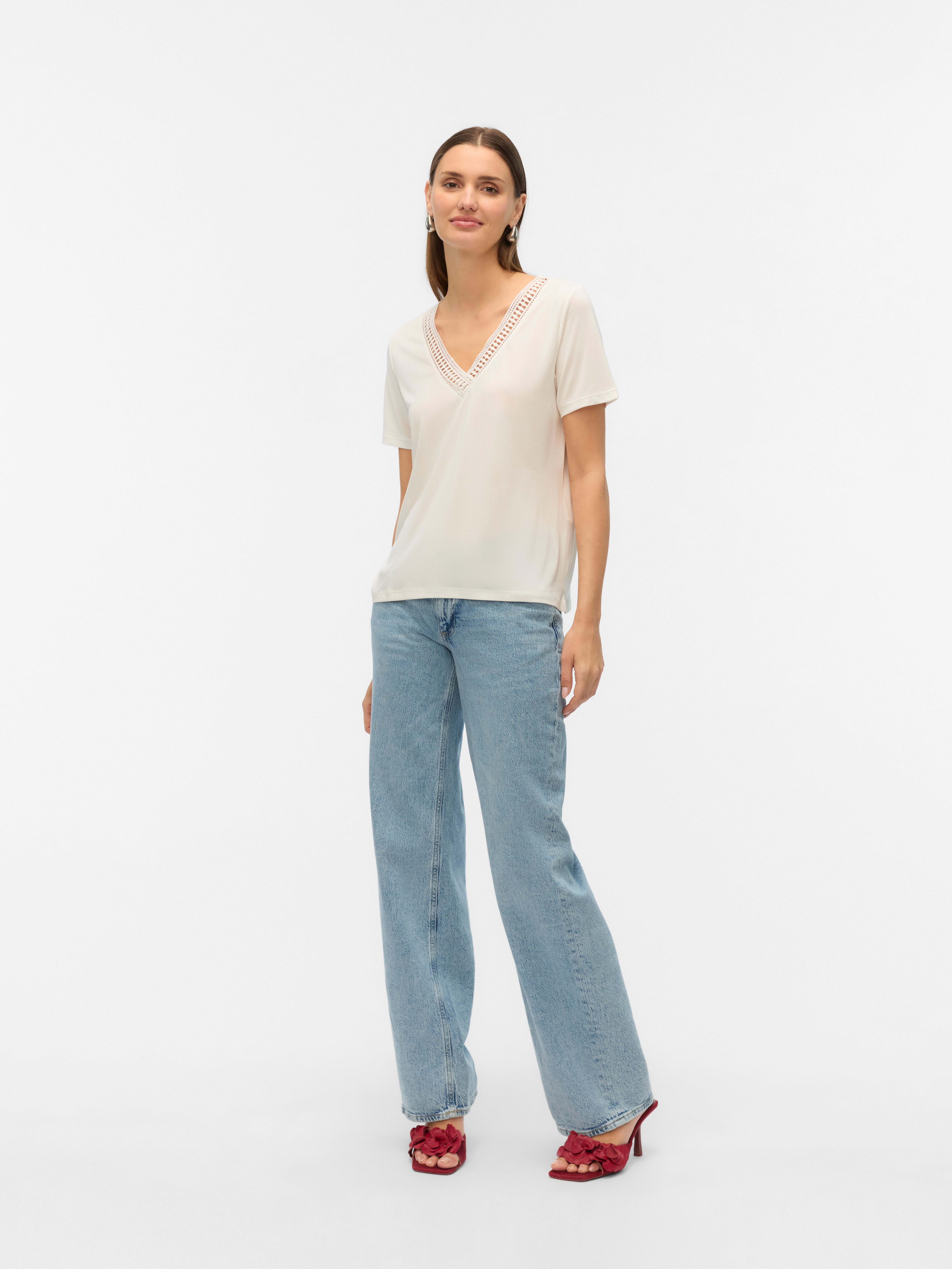 Vero Moda Shirt met korte mouwen VMSAVANNAH LACE 2-WAY SS TOP JRS