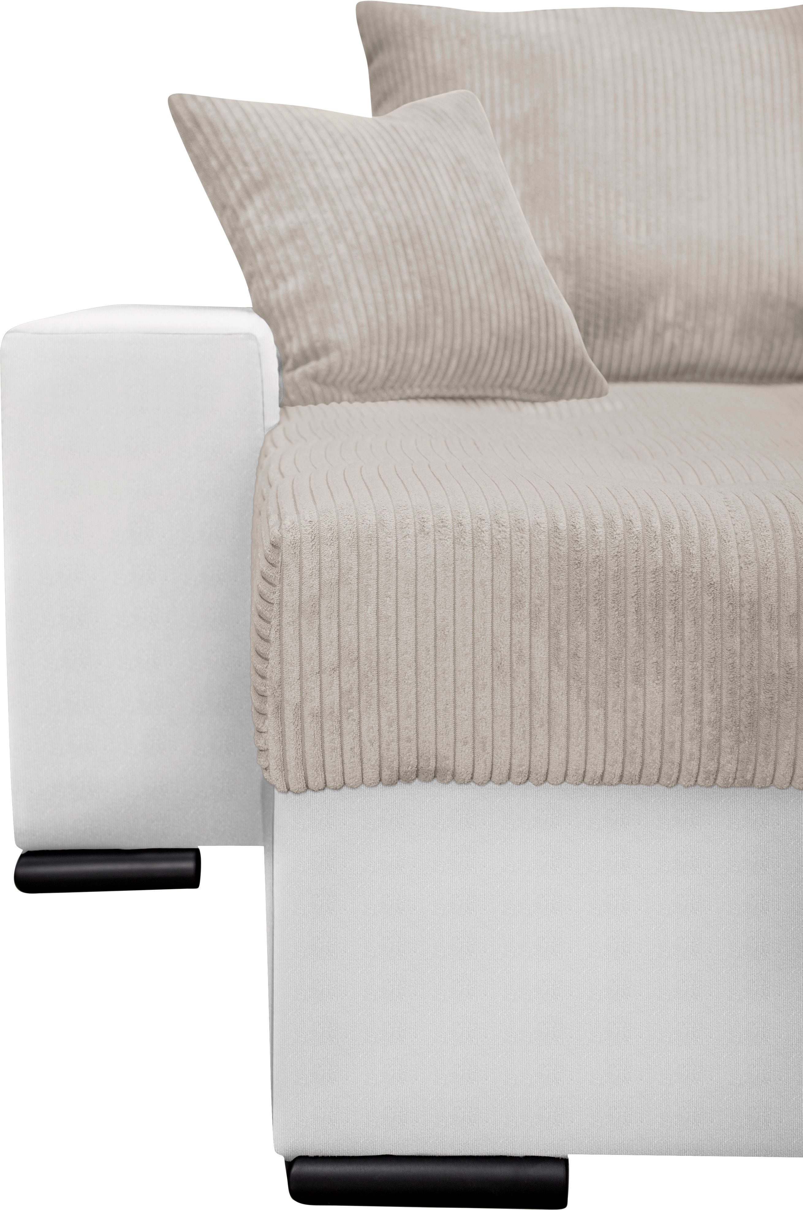 COLLECTION AB Zithoek XL-Josy U-vorm, breedte 313 cm, cord-/mix incl. bedfunctie, bedlade, met 4 gelijk grote rugkussens