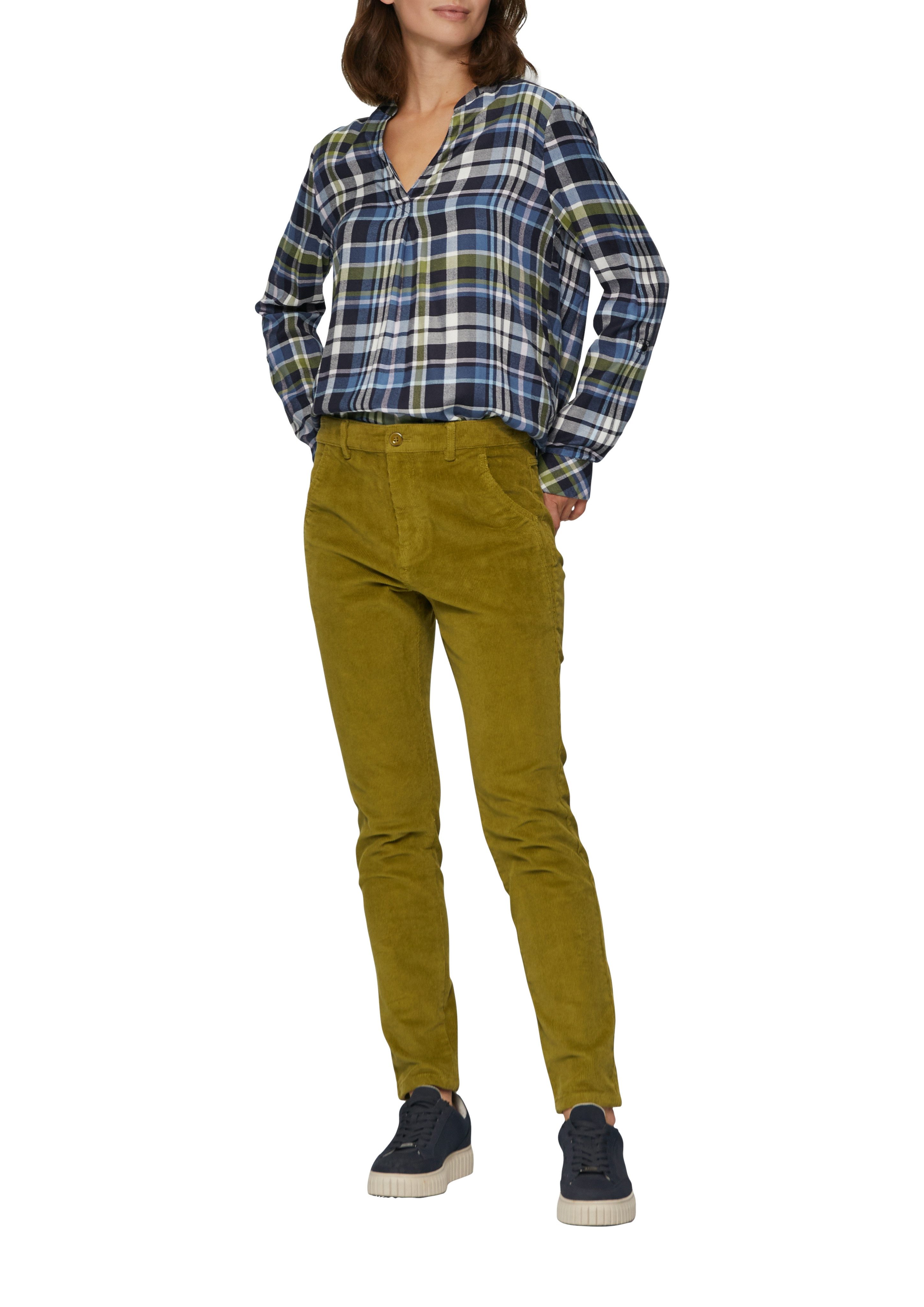 s.Oliver Blouse met lange mouwen geruit met v-halslijn