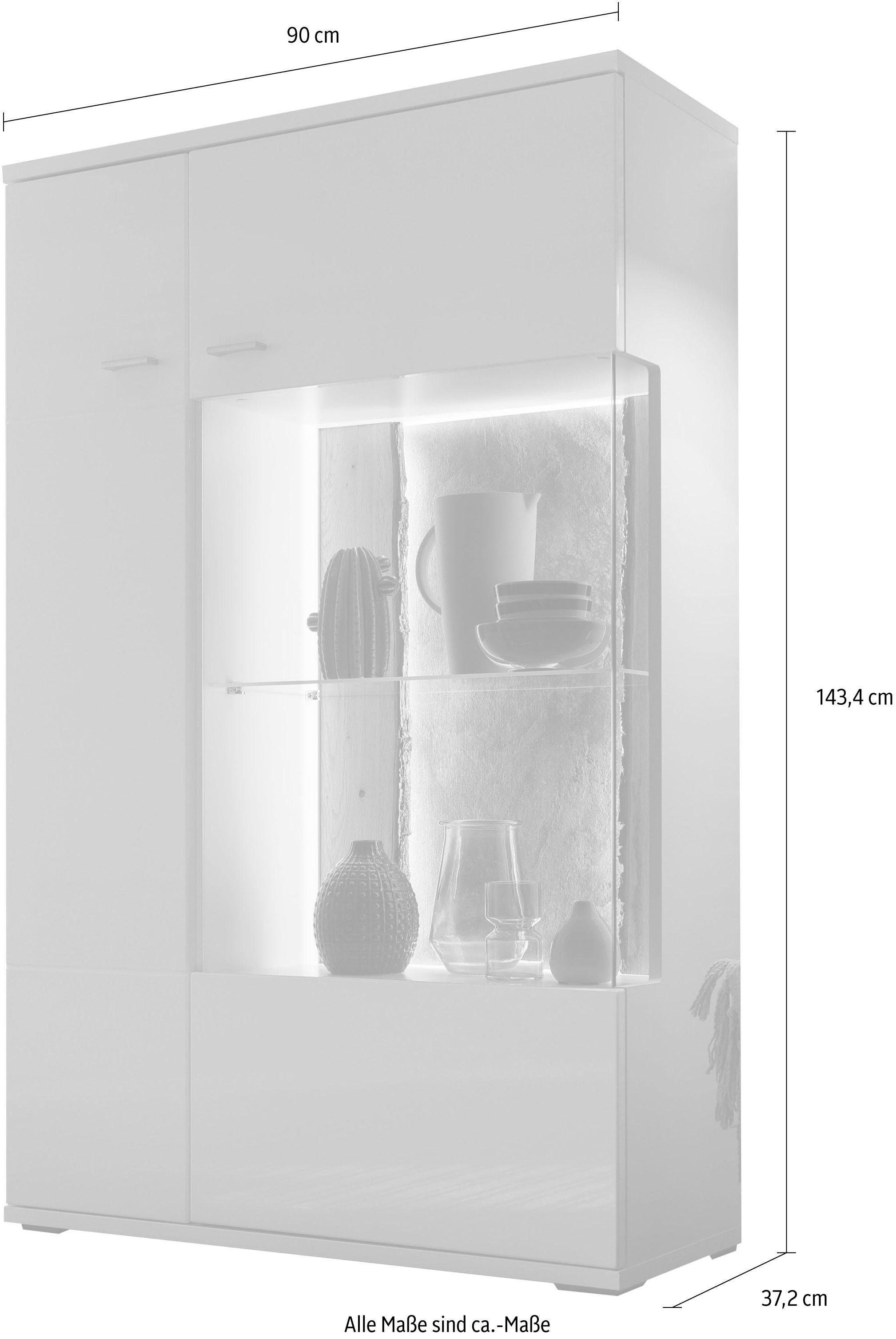 set one by Musterring Vitrinekast Tacoma Type 03/04, hoogte 143,4 cm, met getinte glasdeur