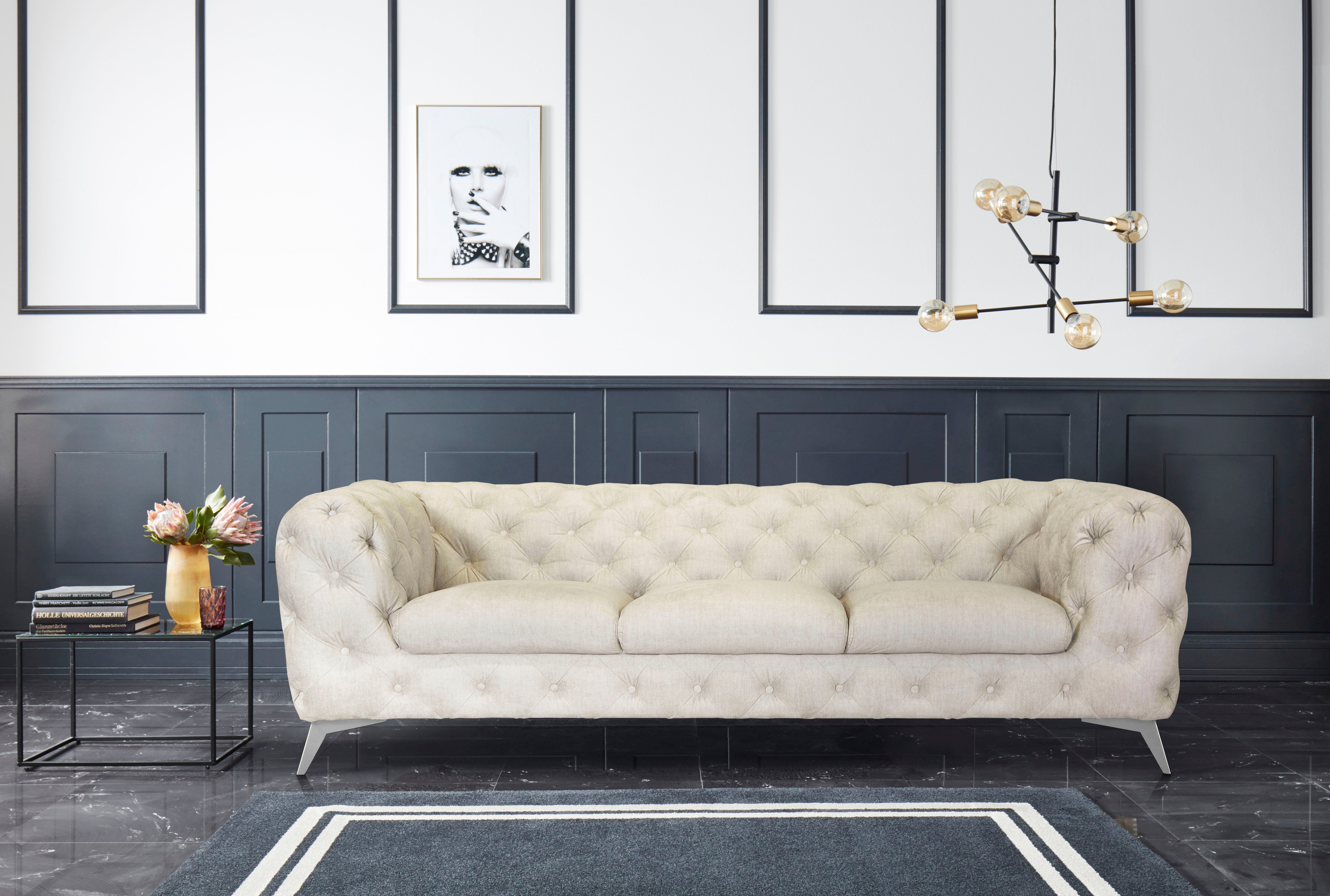 Leonique Chesterfield-bank Glynis luxueuze capitonnage, moderne chesterfield look, kleur van de poten ter keuze