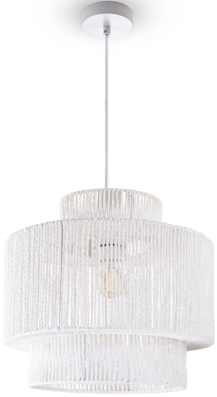 Paco Home Hanglamp Hugo Lupita Woonkamer eetkamer rattan look Boho lampenkap papier