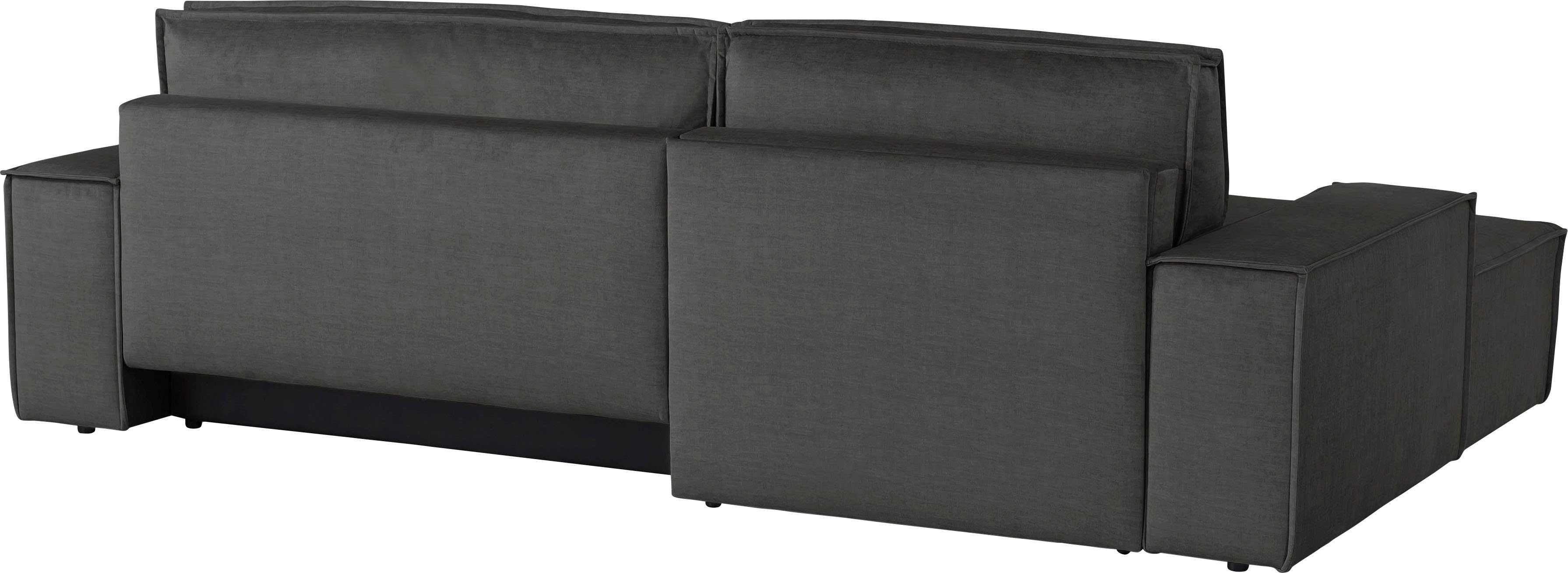 Home affaire Hoekbank SHERWOOD bedbank 267 cm, L-model, Slaapfunctie met bedlade (210x136 cm), cord, vintage, fluweel