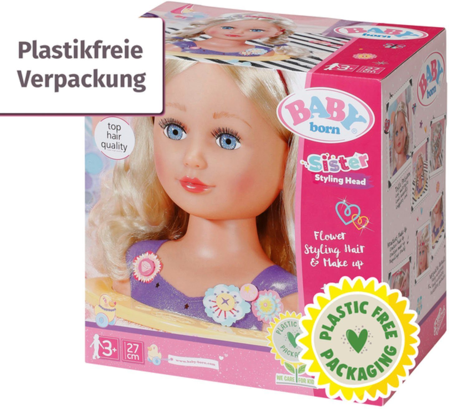 Baby Born Kaphoofd Sister styling head, paars