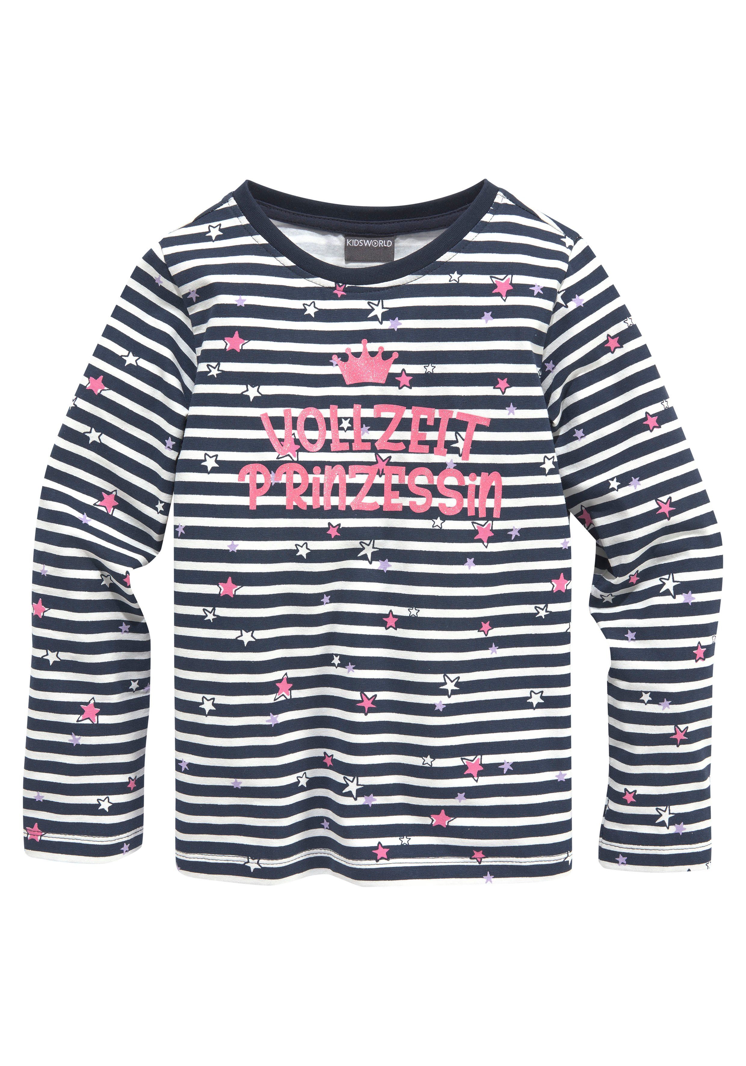 KIDSWORLD Shirt met lange mouwen Voltijds prinses Lange mouwen, basic pasvorm, met sterpatroon, ronde hals