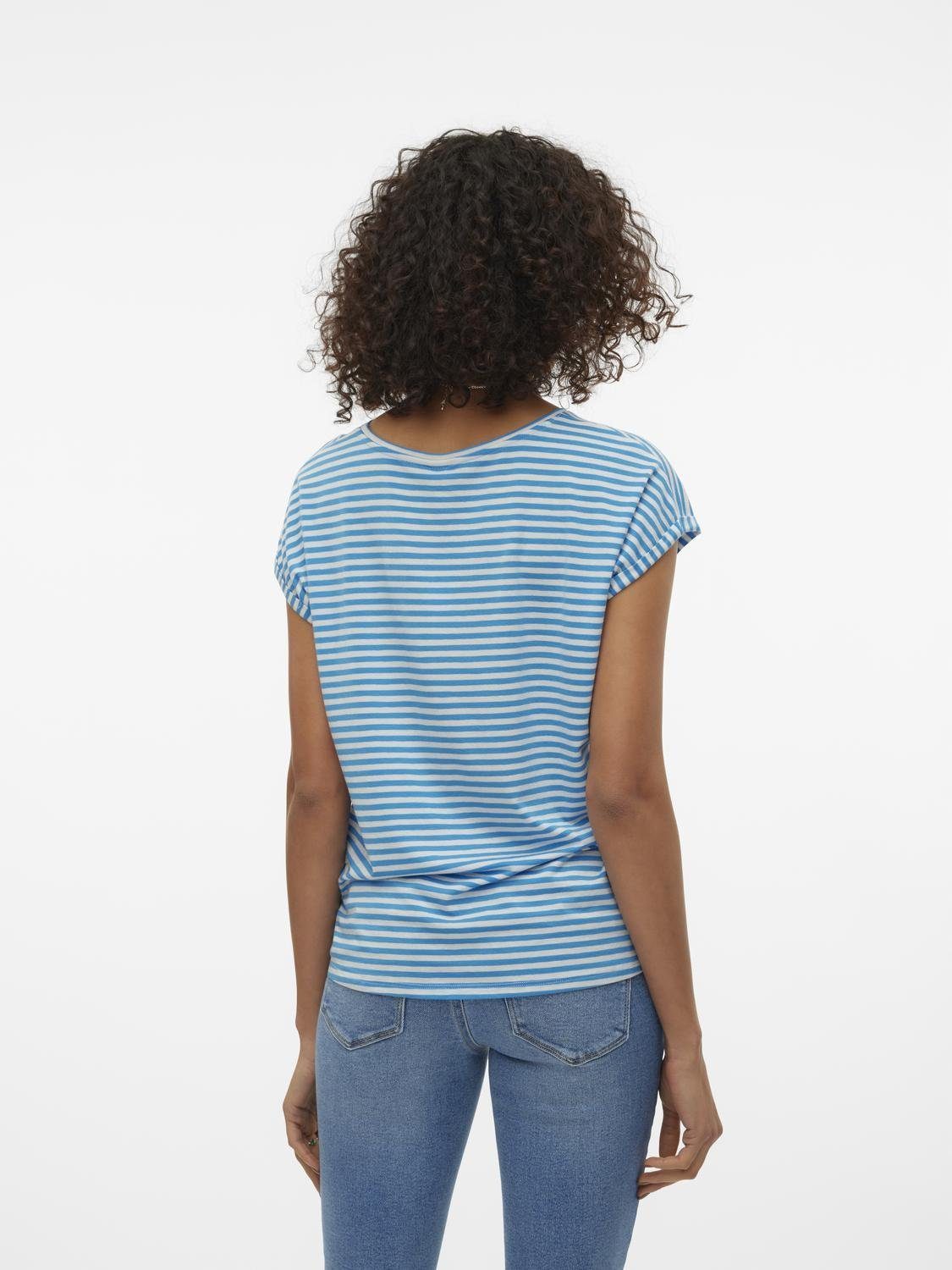 Vero Moda Shirt met ronde hals VMAVA PLAIN SS TOP STRIPE GA JRS NOOS