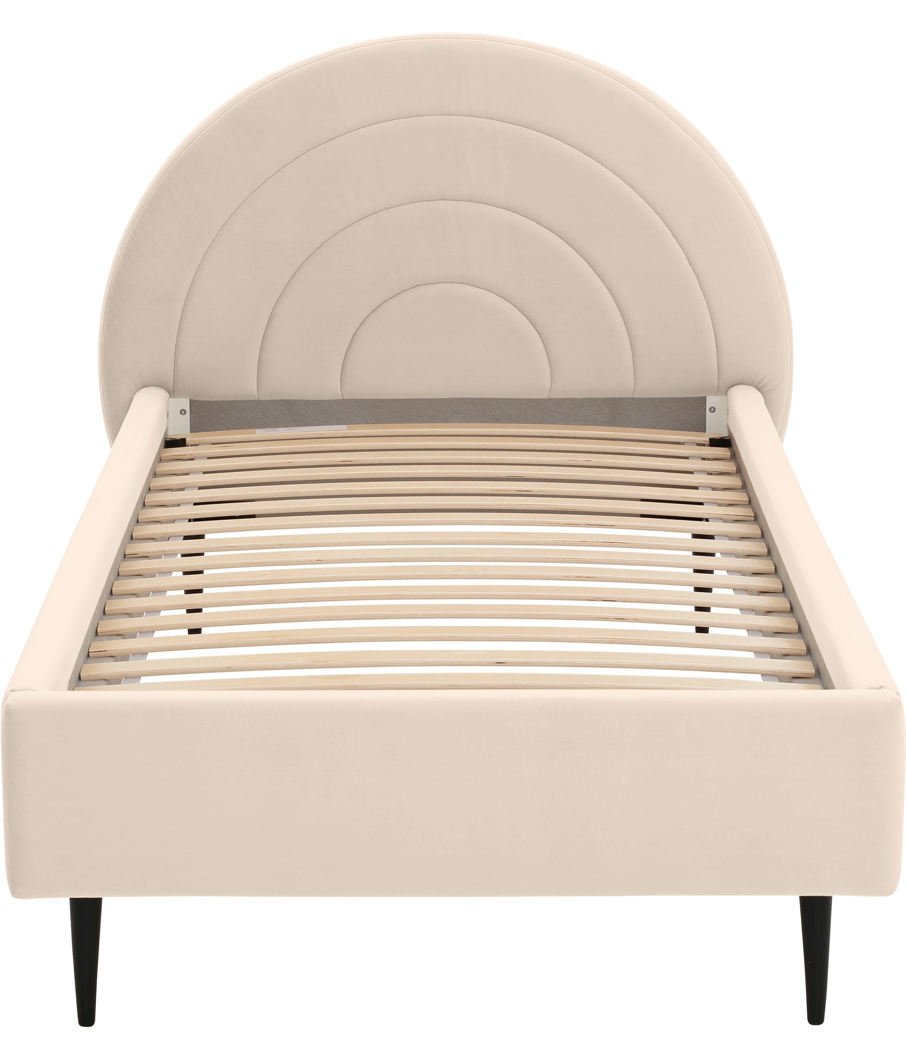 Lüttenhütt Gestoffeerd bed Femmy prettig bekleed hoofdbord met decoratief regenboogmotief