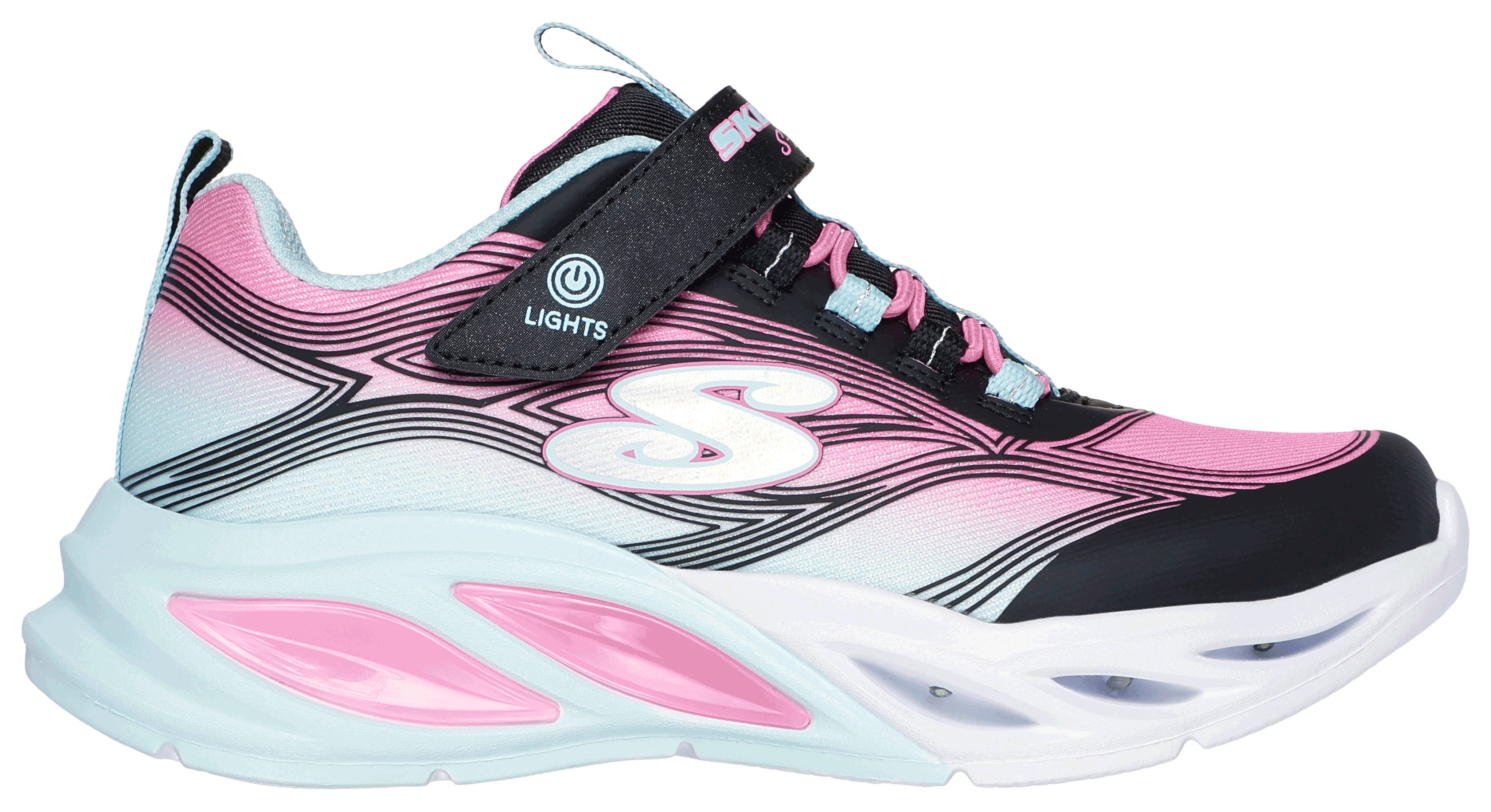 Skechers Sneakers COSMIC GLOW LIGHTS Klittenbandschoen met glitter, maat sjabloon te downloaden