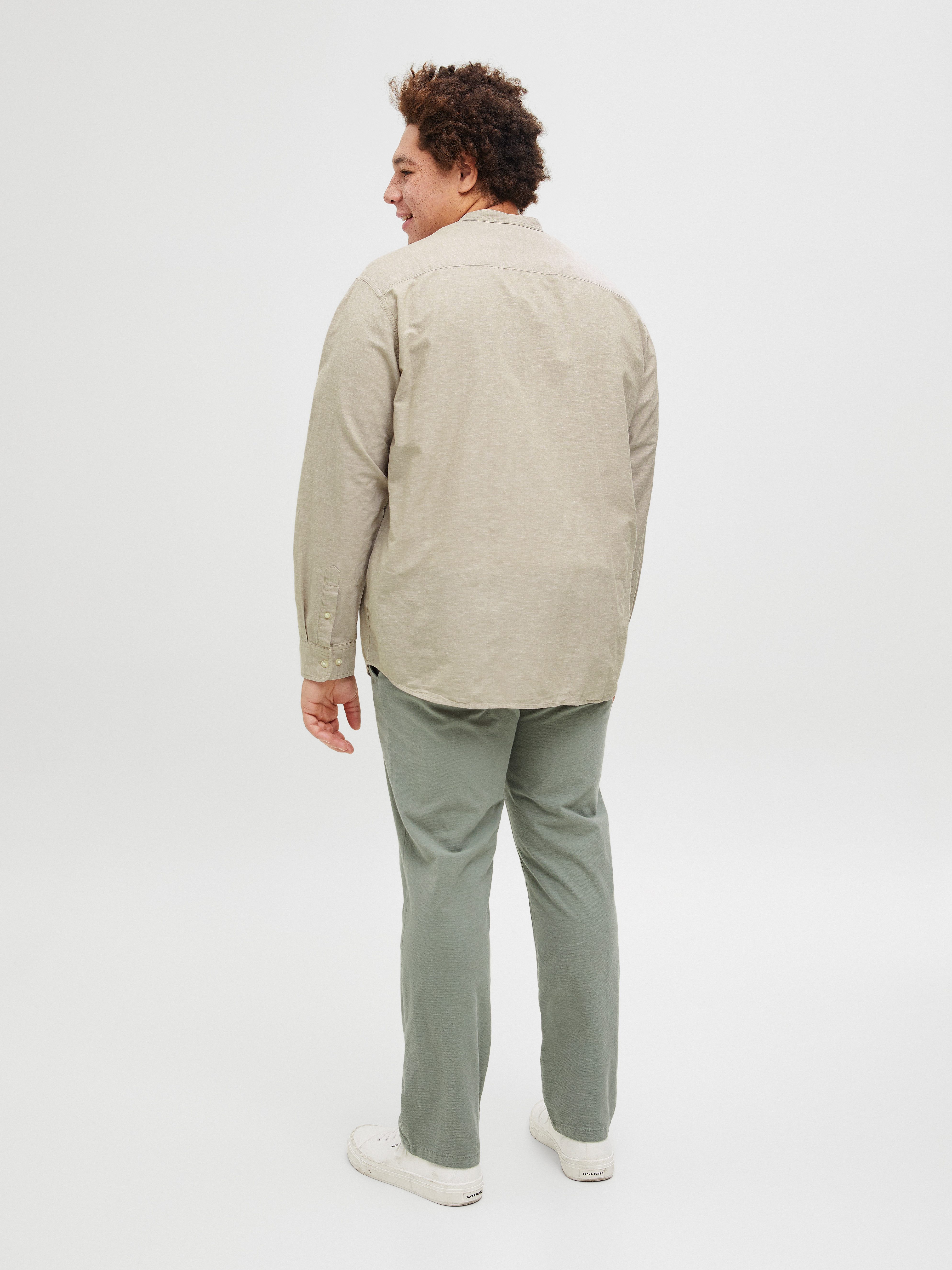 Jack & Jones PlusSize Overhemd met lange mouwen JJEBREEZE LINEN BLE BAND SHIRT LS SN PLS