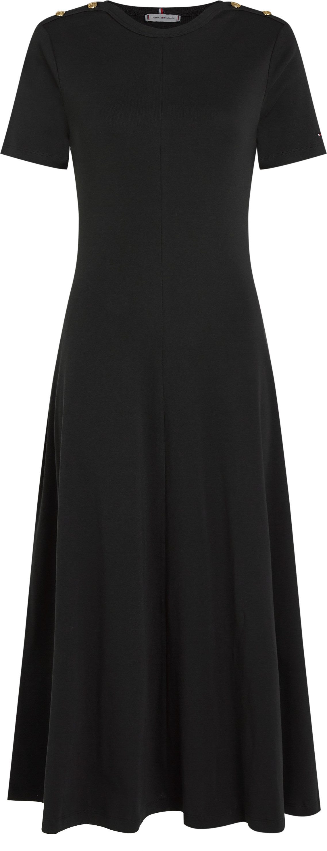 Tommy Hilfiger Jurk in a-lijn GOLD BTN DRESS met goudkleurige knopen in midi-lengte