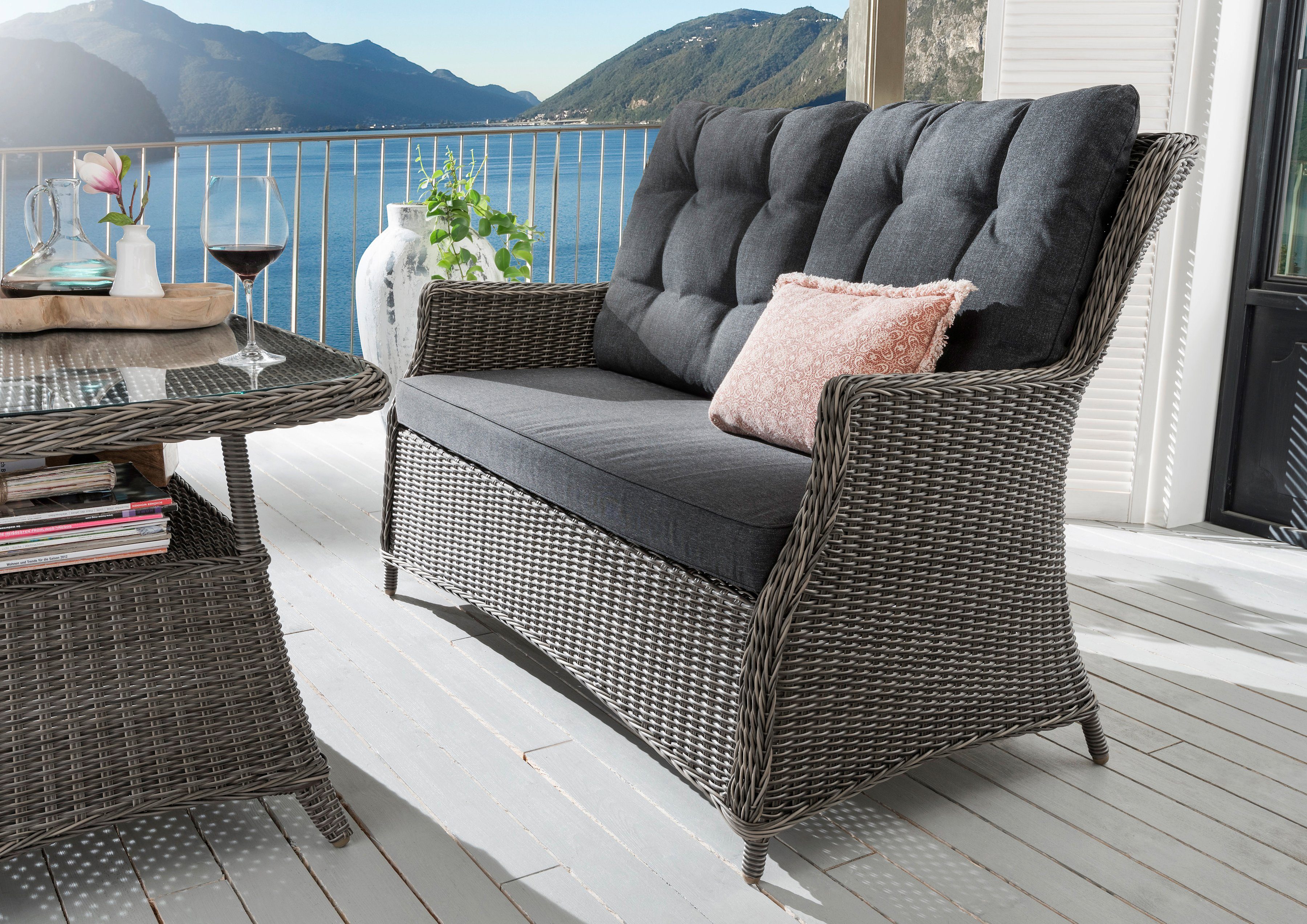 Destiny Loungebank Casa Aluminium, polyrattan, 2-zits bank, incl. kussens