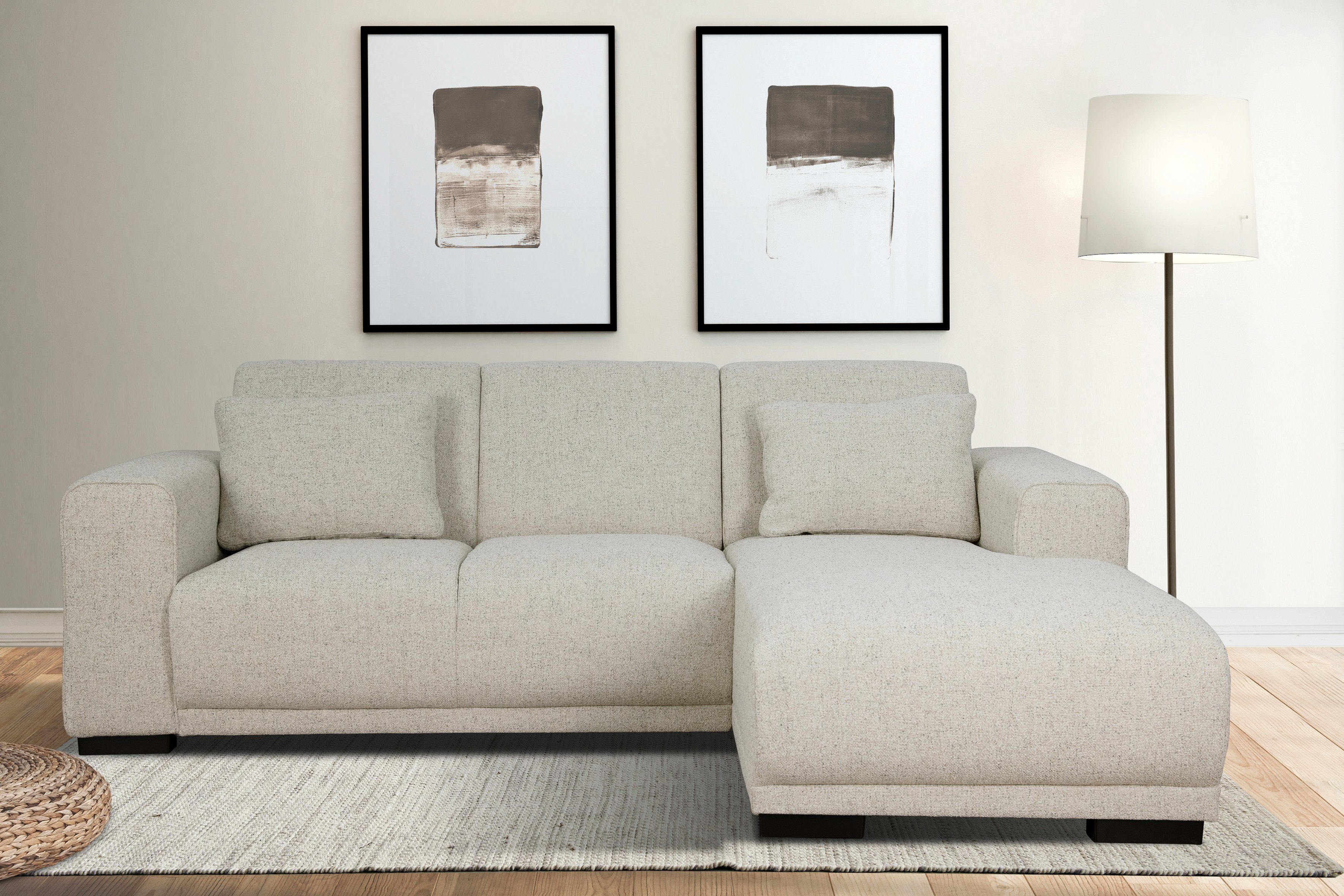 Home affaire Hoekbank BORNHOLM L-vorm met chaise longue, afmetingen B/D/H: 234/162/85 cm Recamiere links of rechts bestelbaar, golfvering, inclusief 2