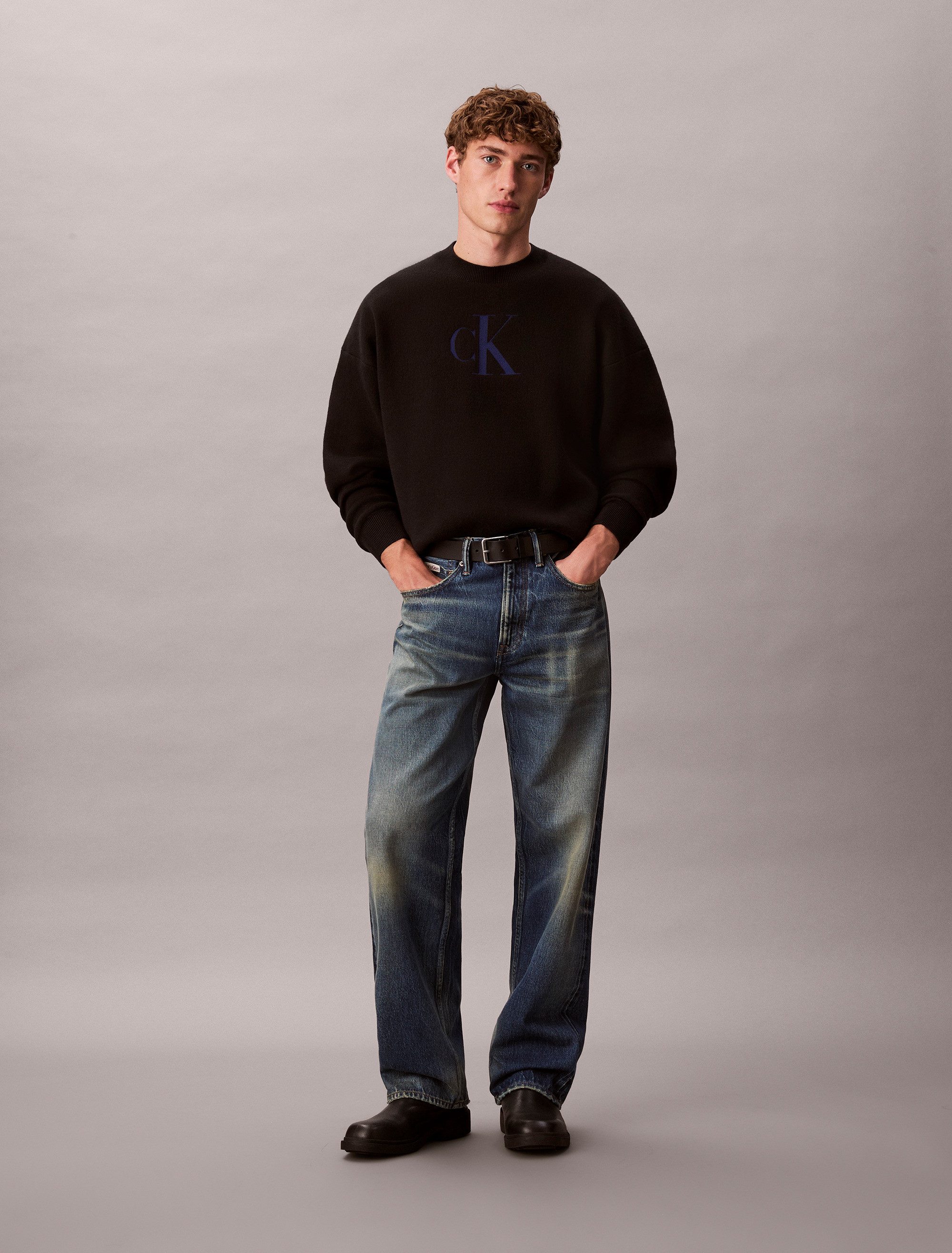 Calvin Klein Trui met ronde hals LS CTTN CASHMERE 3D LOGO CRWNK S