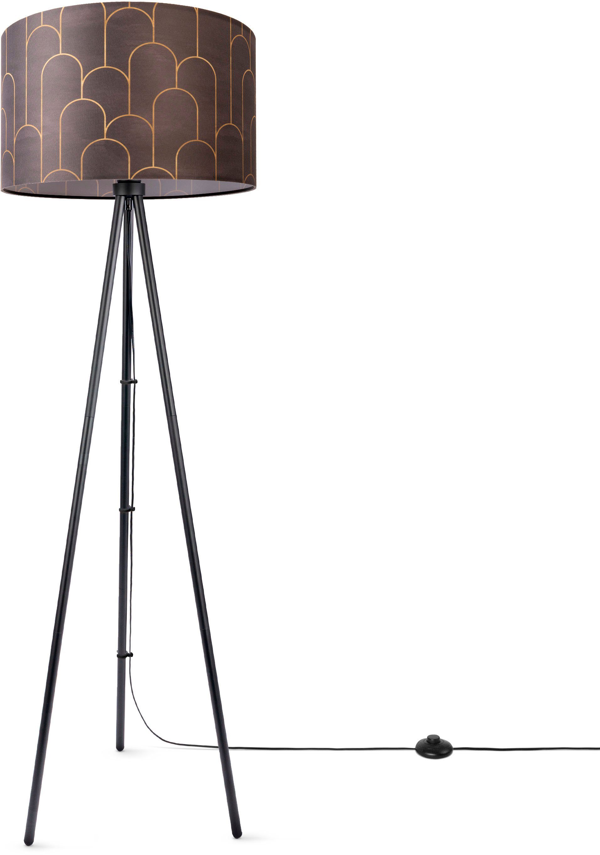 Paco Home Staande lamp Trina Pillar Vloerlamp statief met stoffen kap woonkamerlamp vintage abstract