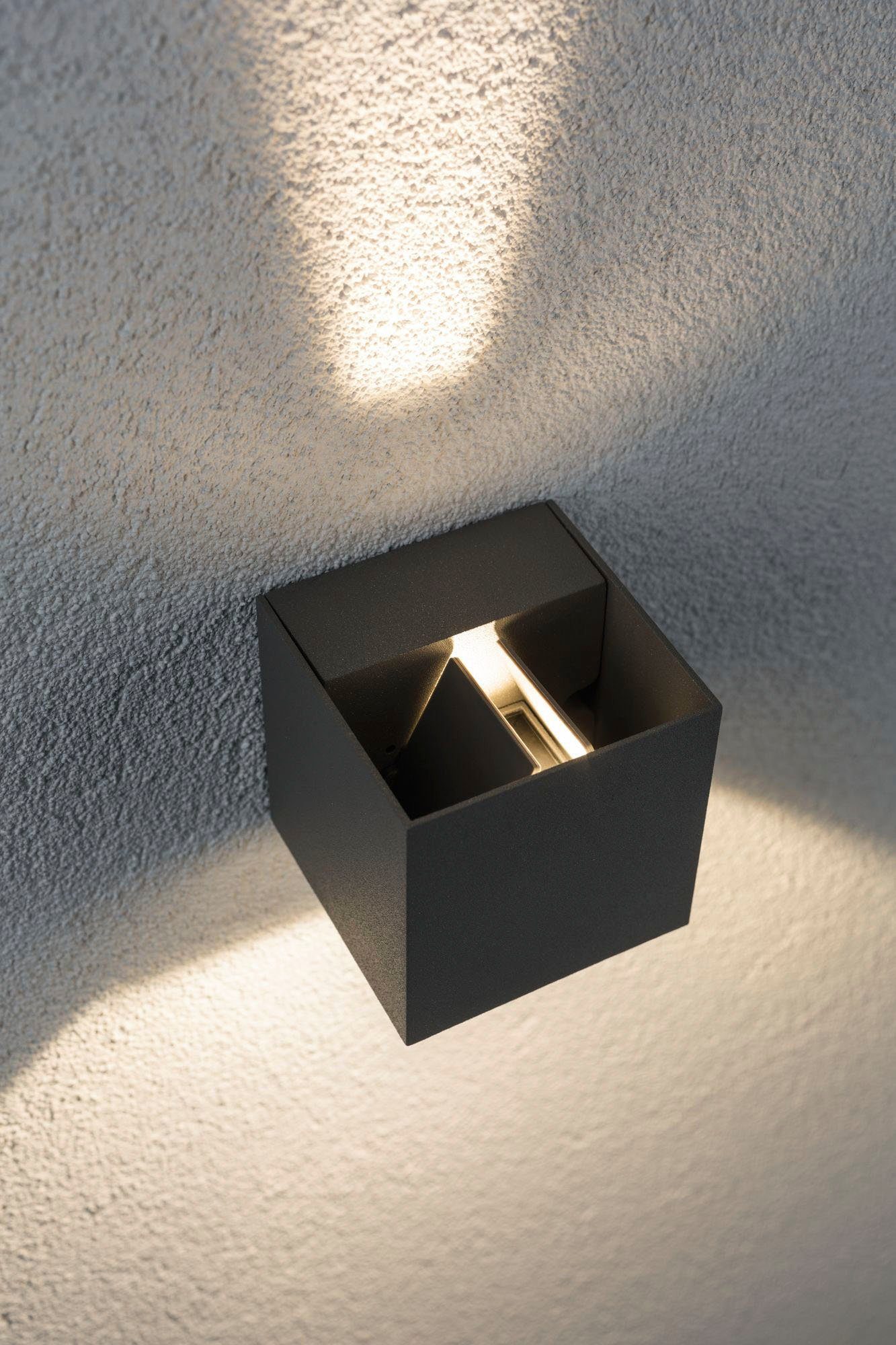 Paulmann Led-wandlamp voor buiten Buiten 230V Cybo LED 2x3,5W 230V IP65 vierkant 80x80mm Grijs Aluminium (1 stuk)