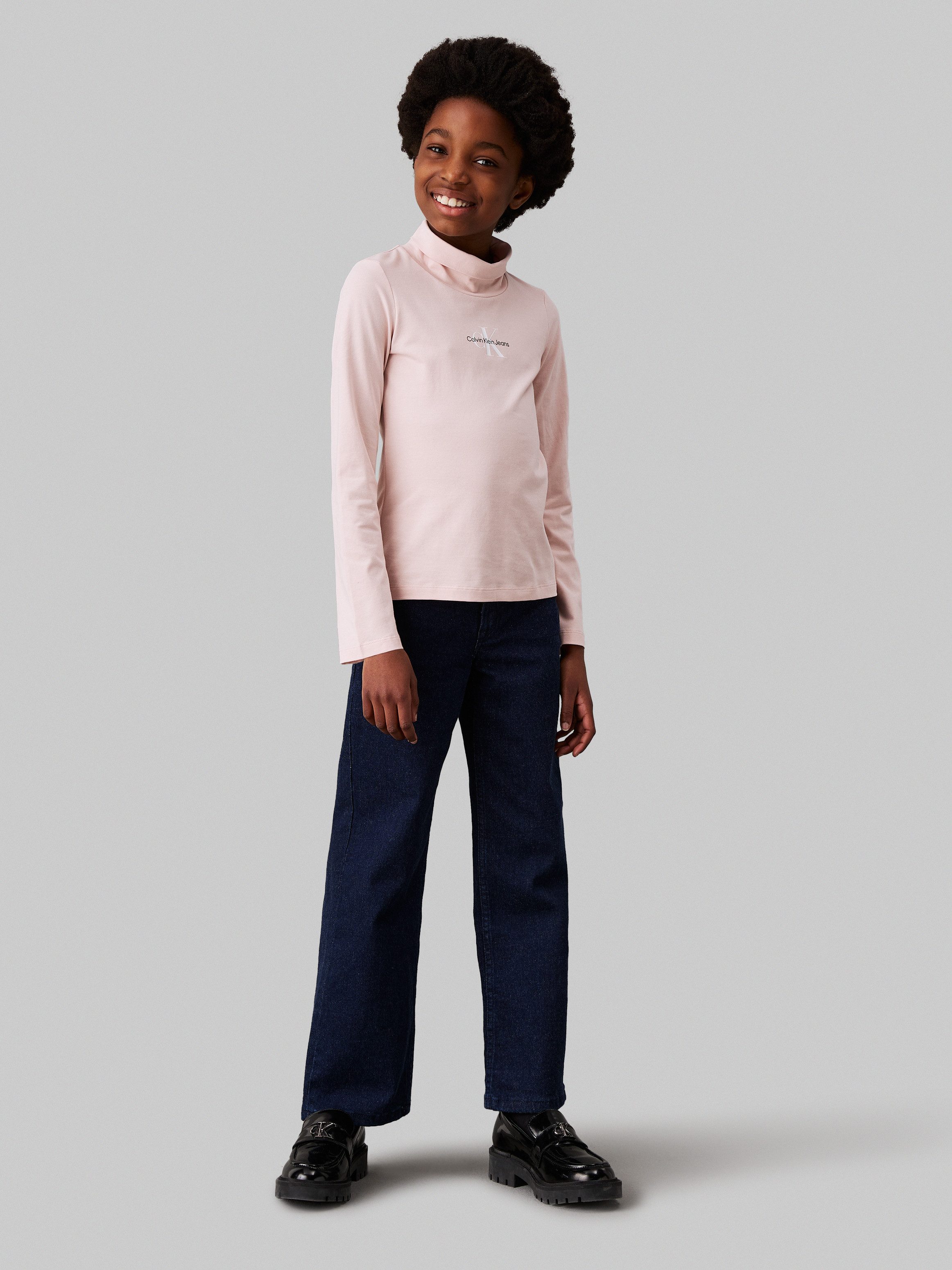 Calvin Klein Colshirt Monologo Ls Roll Neck Top voor kinderen tot 16 jaar en met logoprint