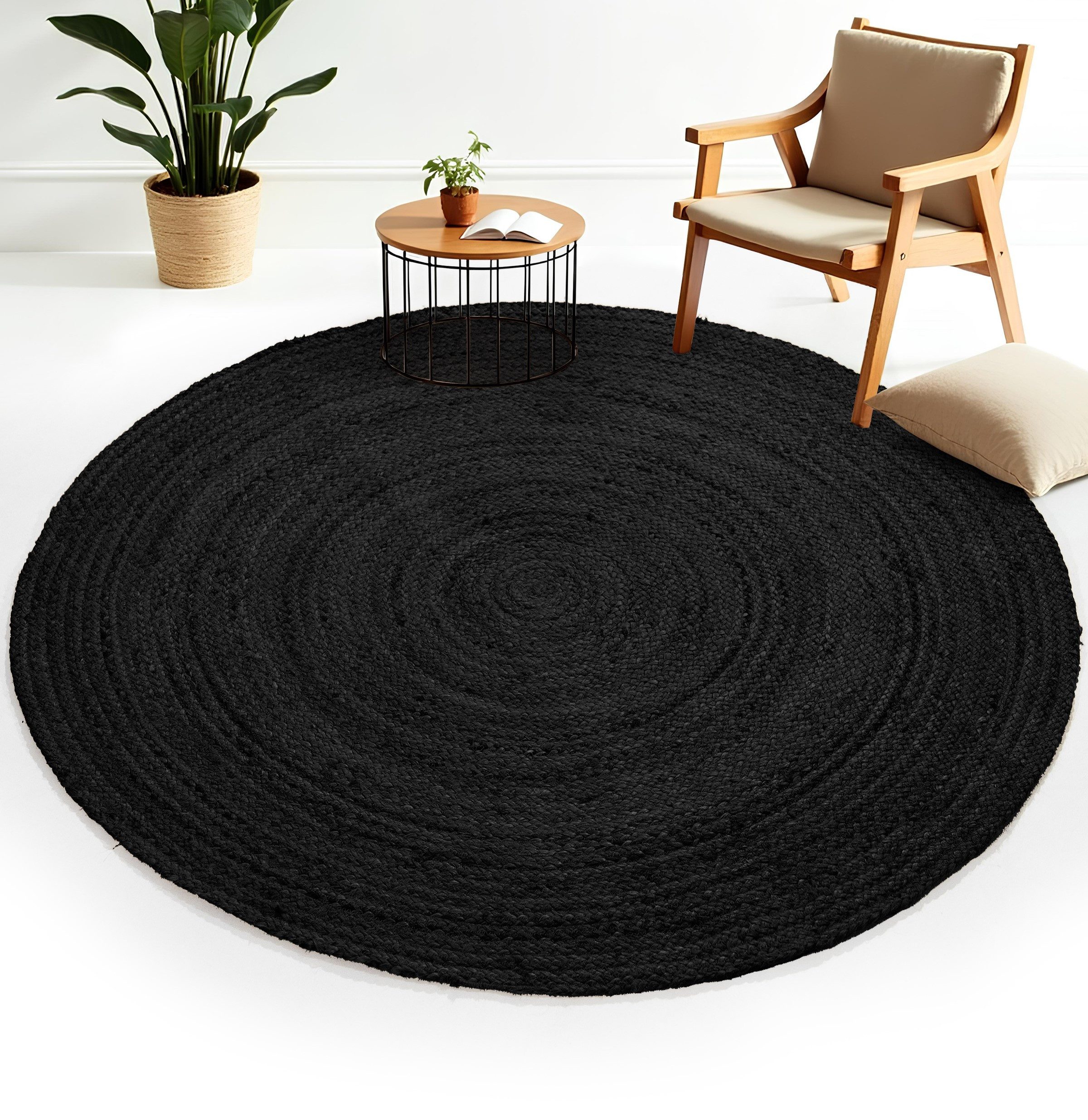 carpetfine Vloerkleed Nele jute-vloerkleed natuurmateriaal gevlochten tweezijdig te gebruiken kleed van 100% jute, in rond en ovaal, vele maten