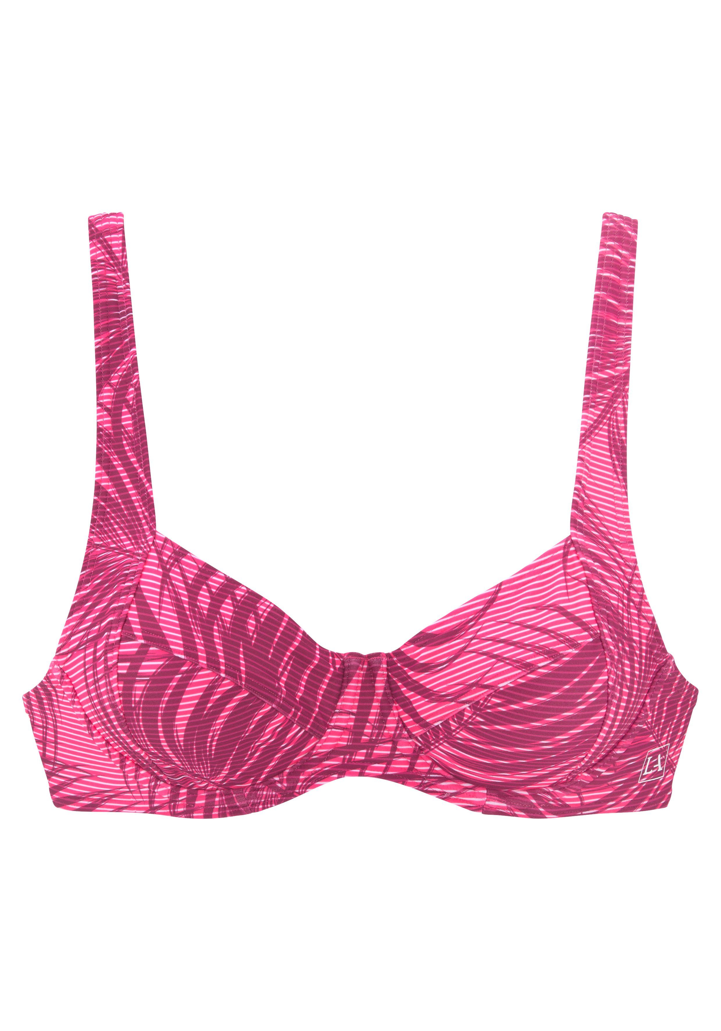 active by Lascana Bikinitop met beugels Coal met mix van motieven van palmen en strepen