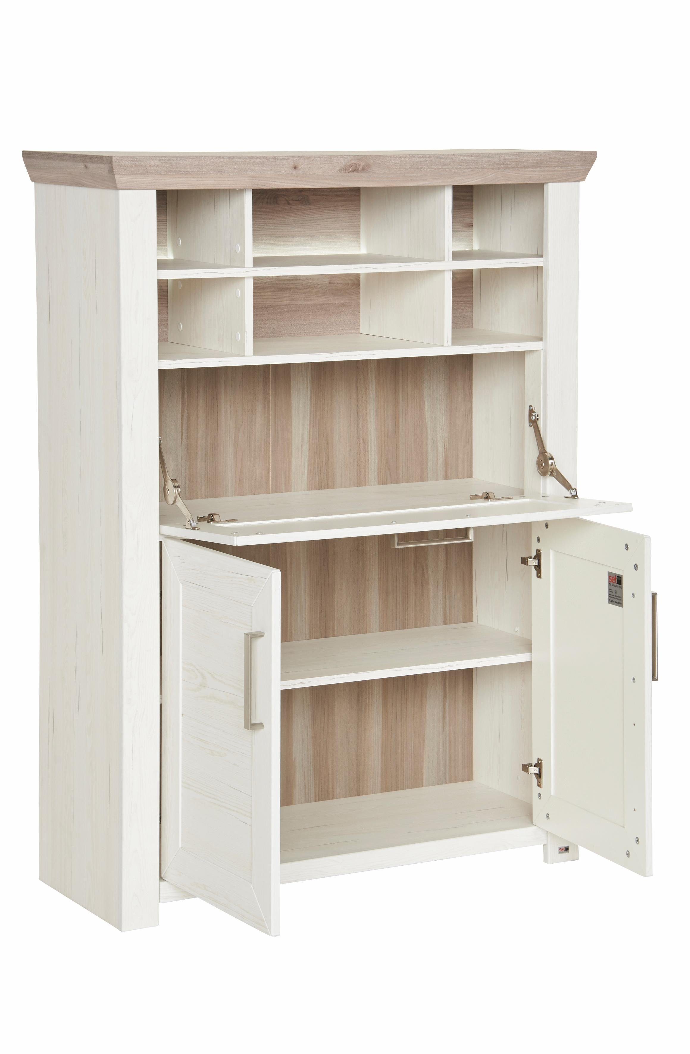 set one by Musterring Highboard York Type 15, met houten deuren en klep, verlichting optioneel, breedte 105 cm