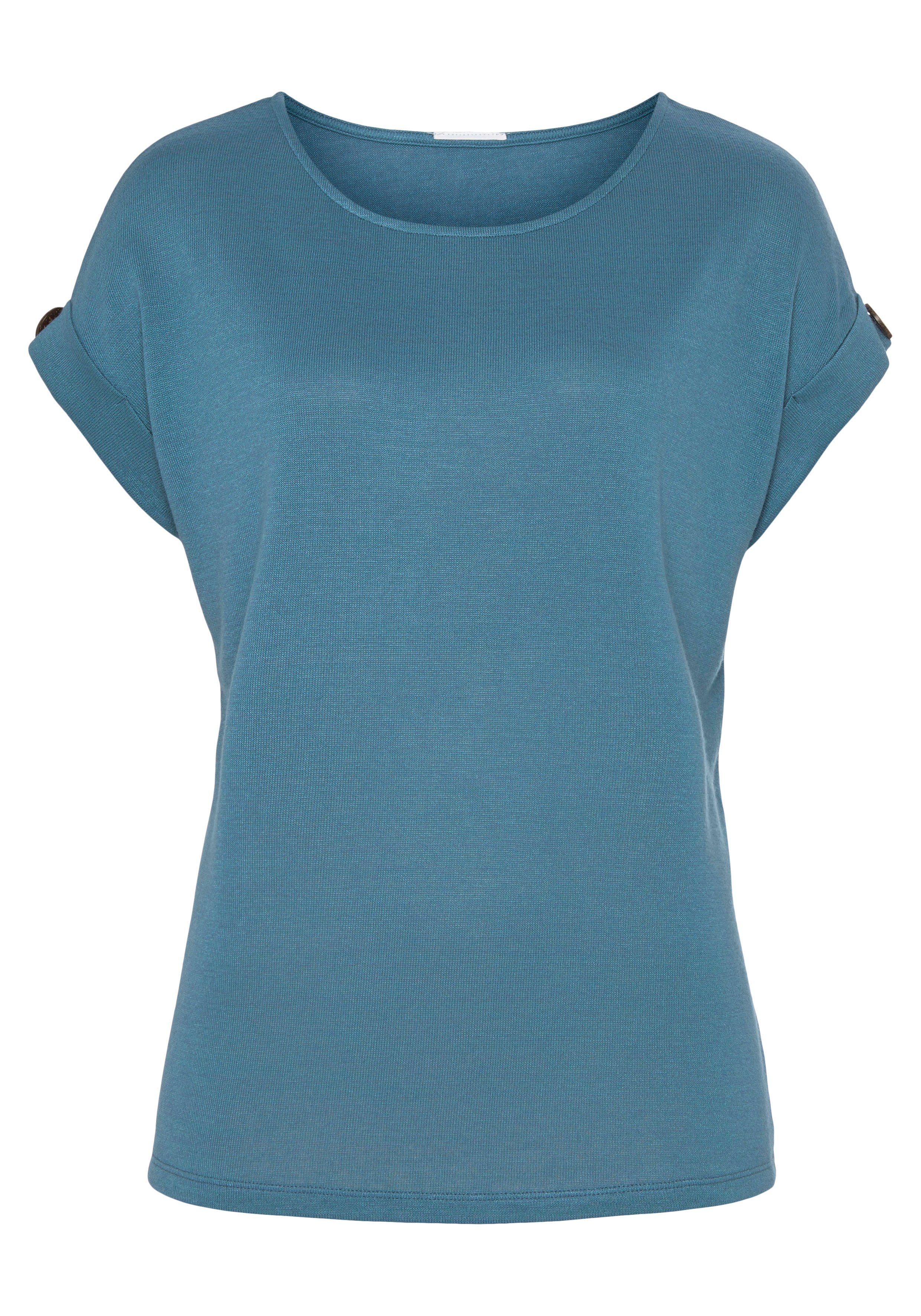 Lascana Shirt met korte mouwen Met knoopdetail aan de mouwafsluiting (set, 1-delig)