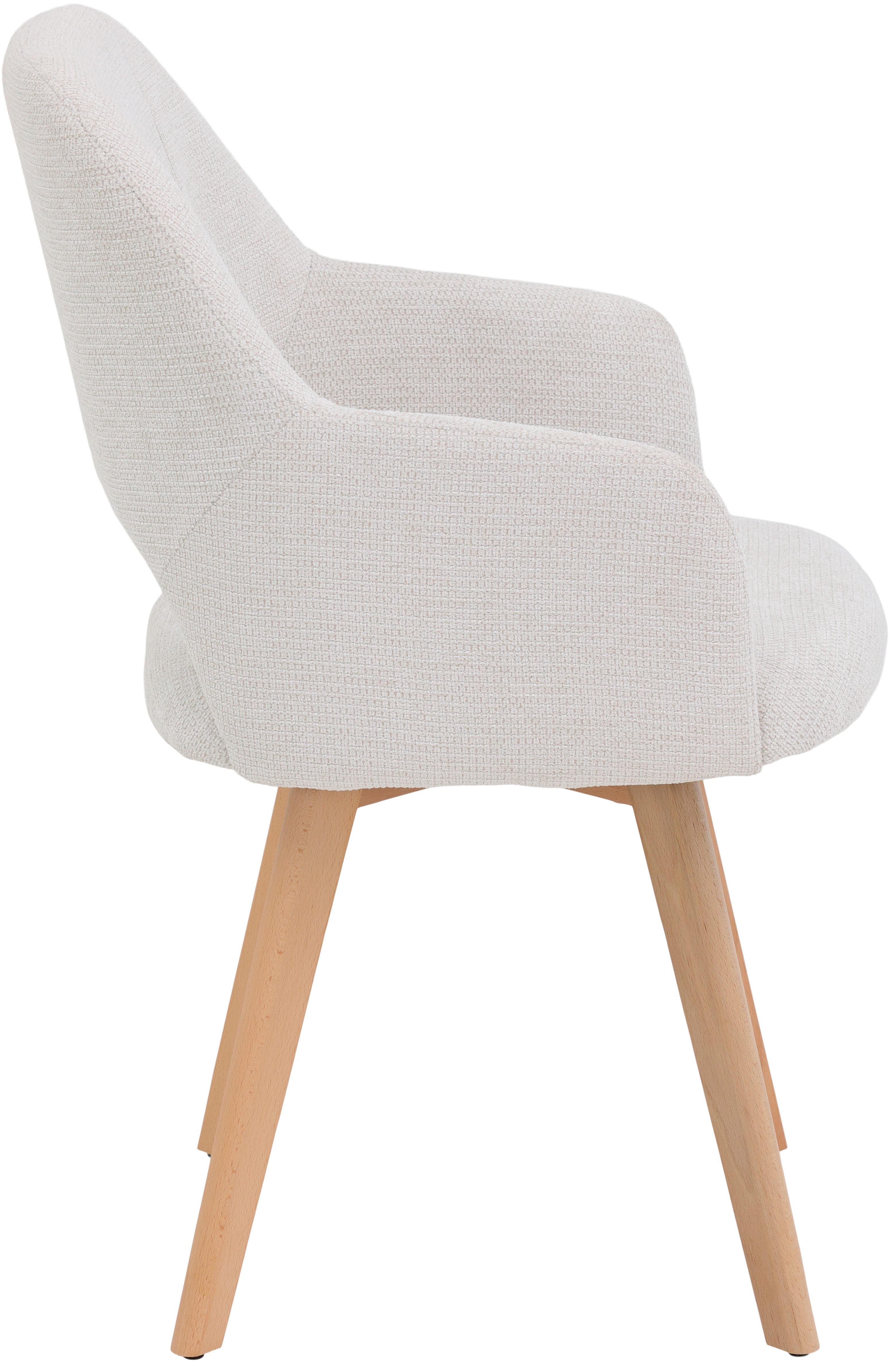 HELA Stoel met armleuningen SOFIA armstoel met massief houten frame, bekleding webstof Eetkamerstoel, fauteuil met armleuningen, subtiele ruguitsparing (set, 2 stuks)