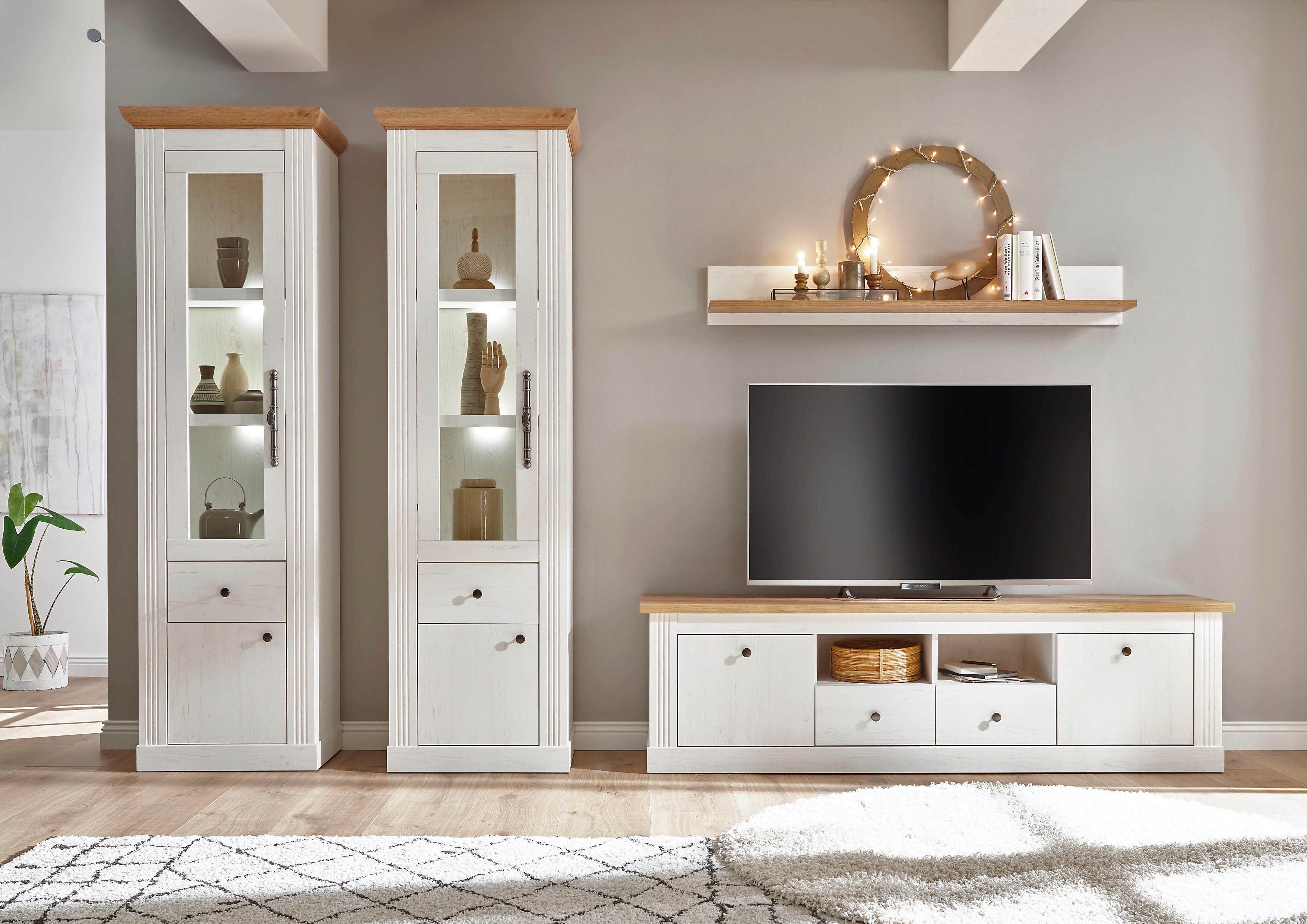 Home affaire Wandmeubel Westminster in romantische landelijke stijl (set, 4-delig) tv-wandmeubels wit