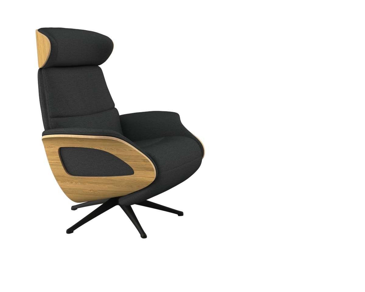 FLEXLUX Relaxfauteuil Clement praktische elektrische fauteuil Maat M, elektrische rug- en voetensteun, accu, armleuning Eiken, zwarte poot