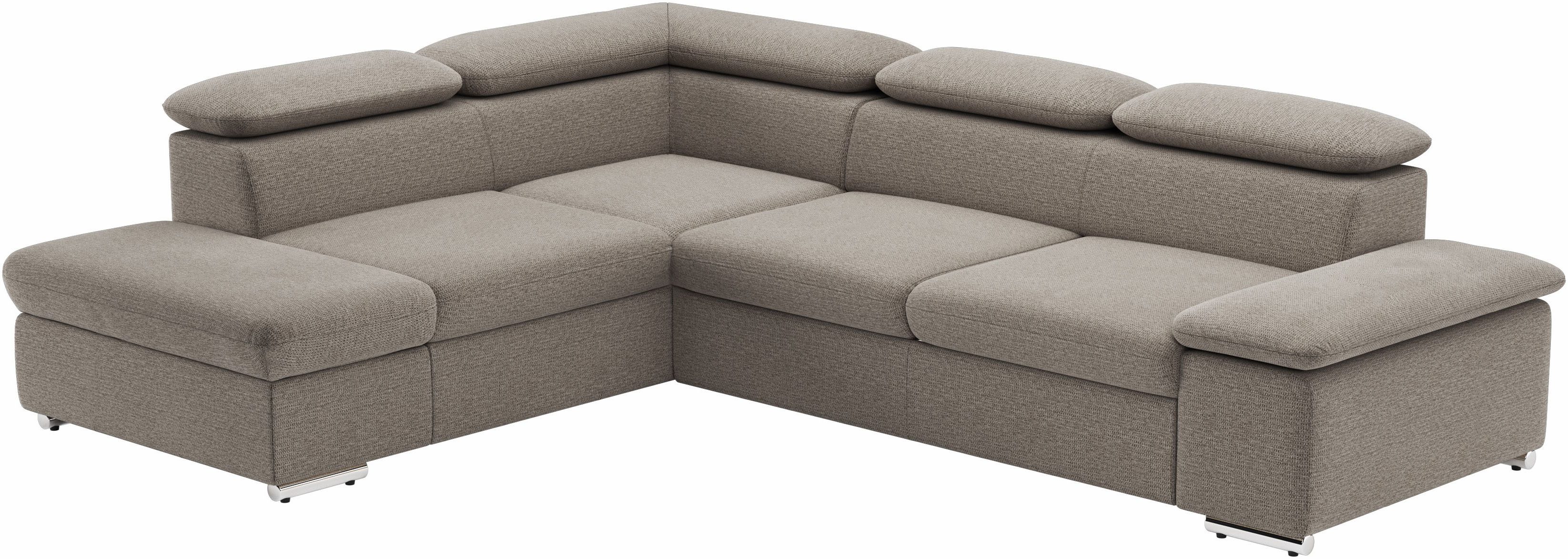 sit&more Hoekbank Valentine, L-vorm, bank met verstelbare arm- en hoofdsteun