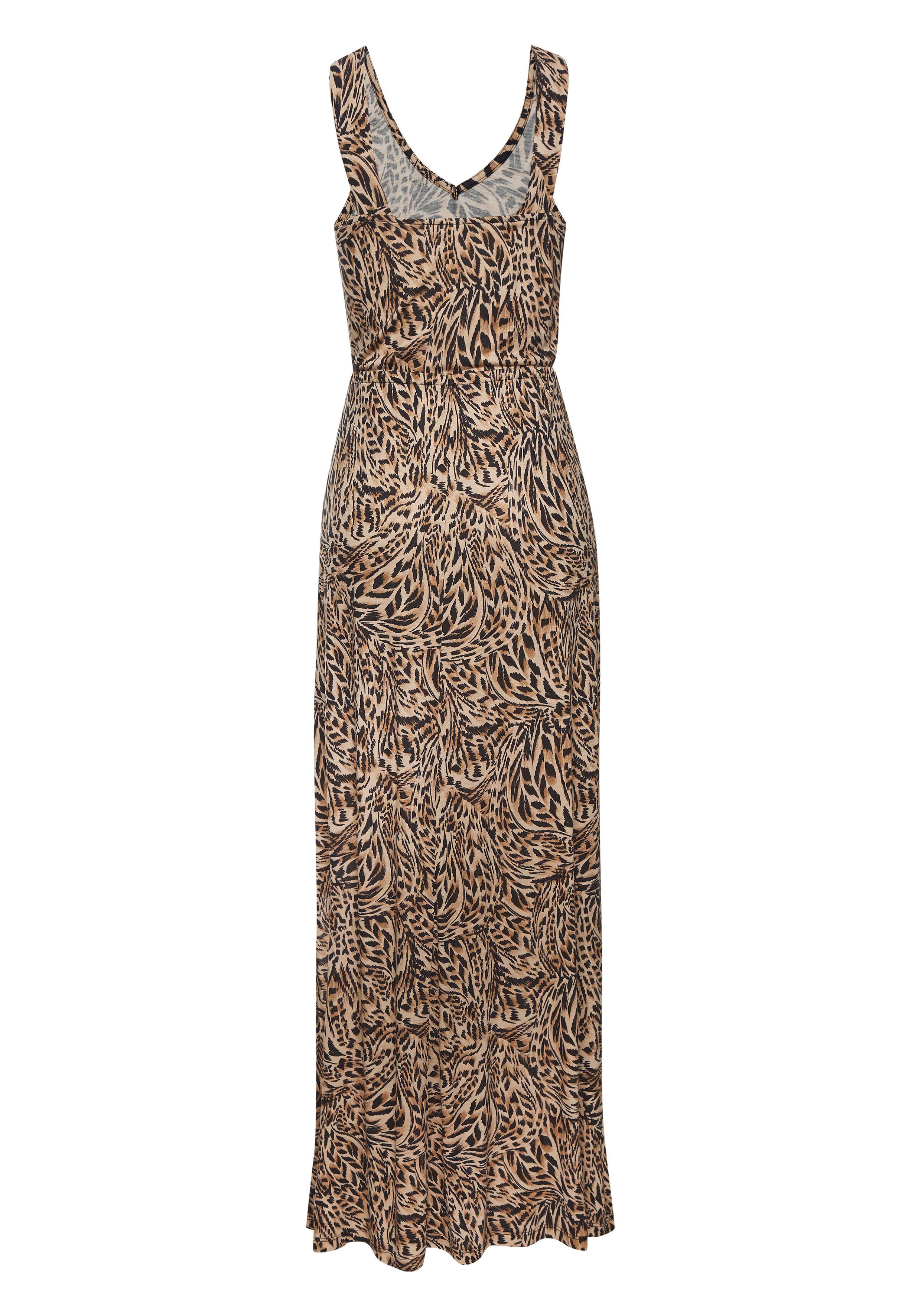 Buffalo Maxi-jurk met alloverprint en split, zomerjurk, strandjurk