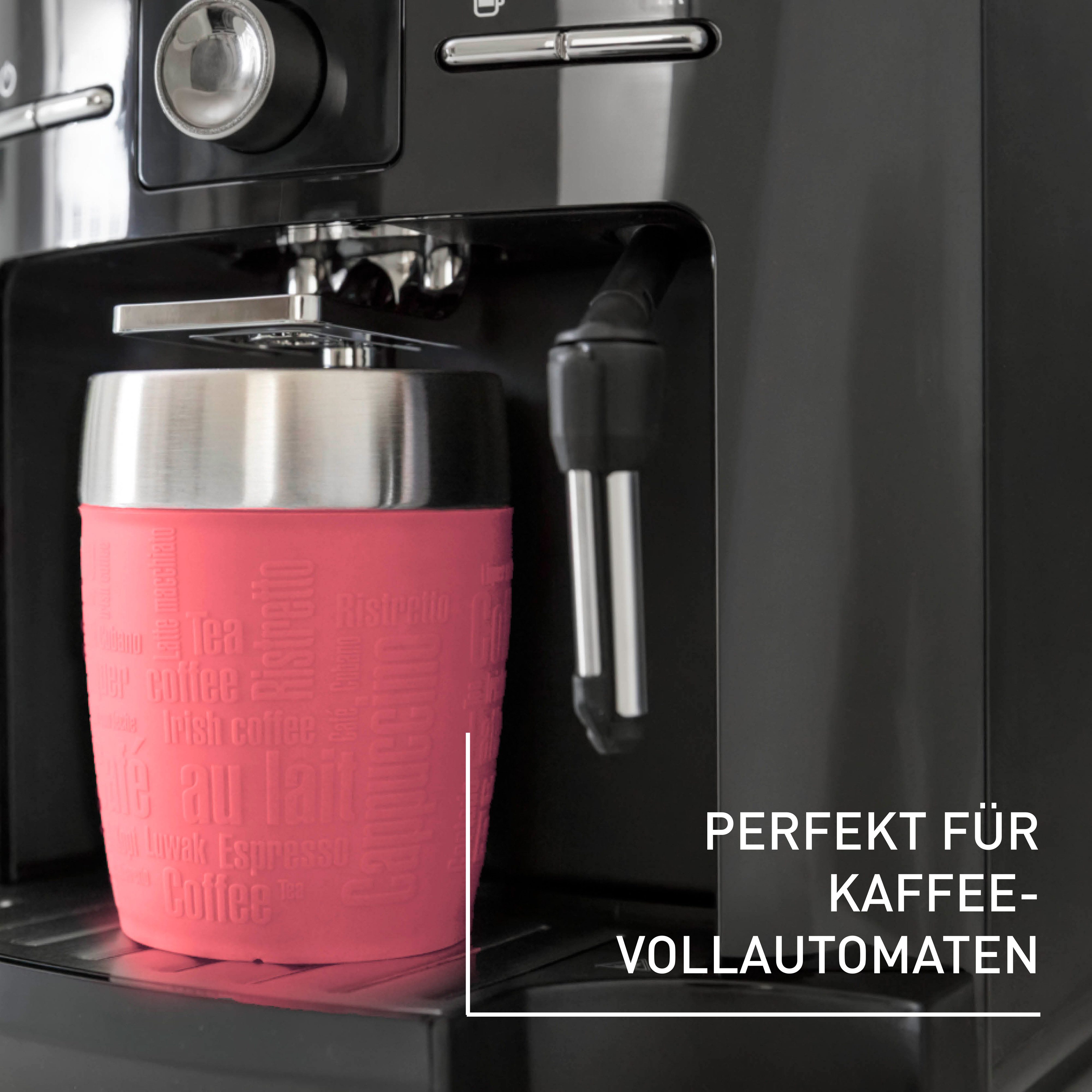 Emsa Thermosbeker Travel Mug 0,2 liter, roestvrij staal, drink- en ijsbeker, rubberen manchet (1-delig)