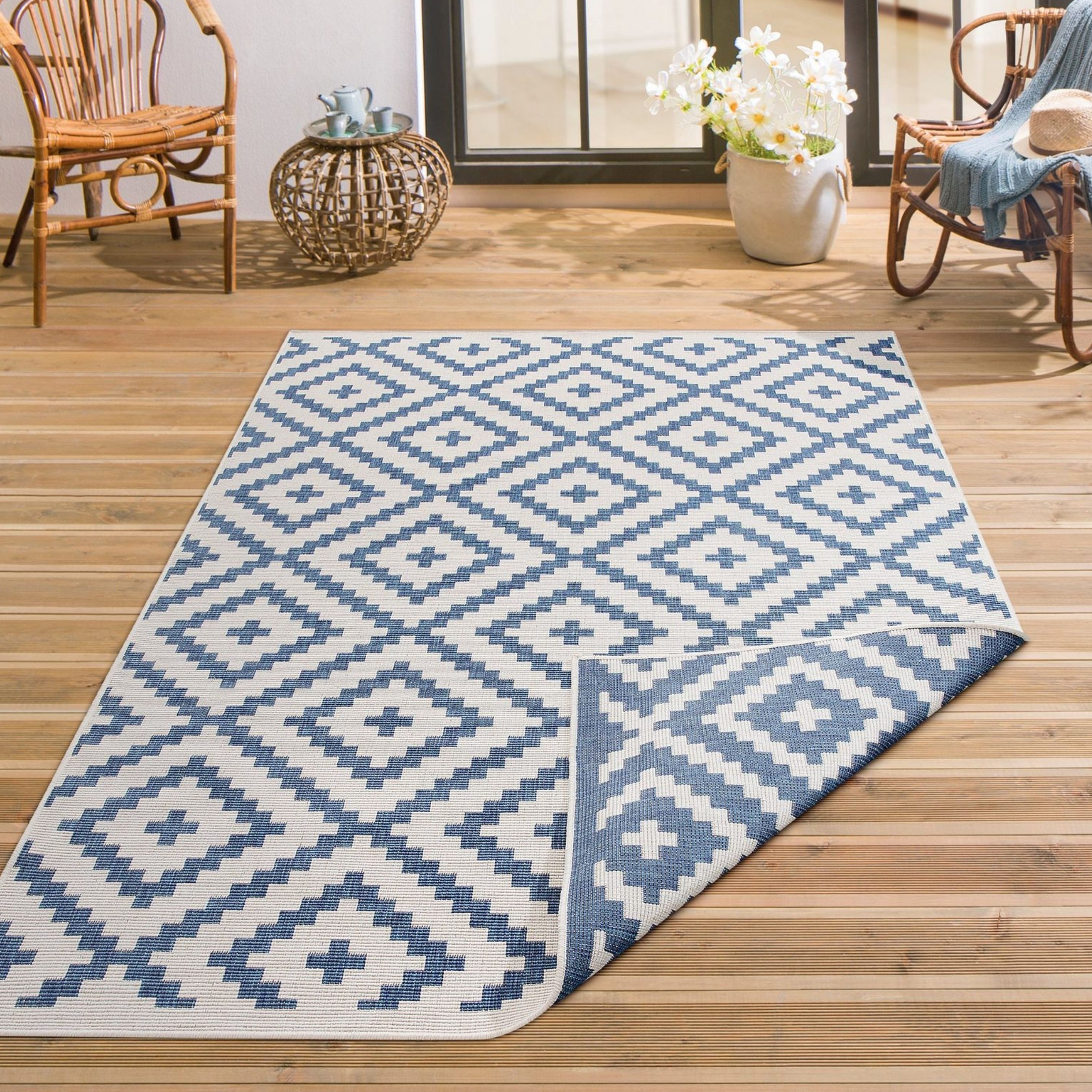 my home Vloerkleed Ronda tweezijdig te gebruiken kleed Sisal-look, platweefsel, in- en outdoor, geometrisch boho design