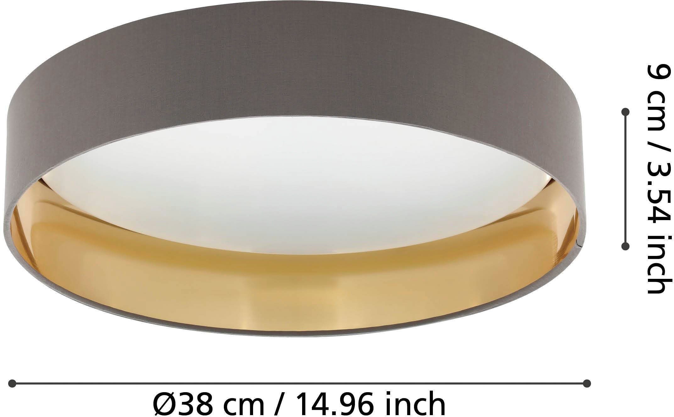 EGLO Led-plafondlamp MASERLO Stoffen lamp Maserlo2 Ø38 x H9 cm, led-plank, textielen kap (1 stuk)