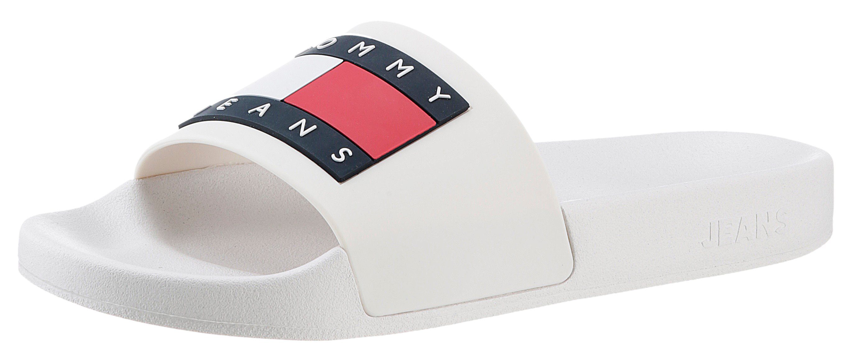TOMMY JEANS Slippers TOMMY JEANS FLAG POOL SLD ESS , zomerschoen, slippers met gekleurde logovlag