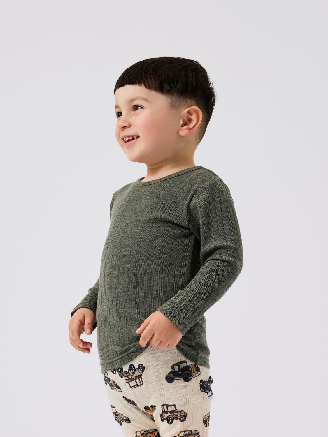 Name It Shirt met lange mouwen NMMWANG WOOL NEEDLE LS TOP SOLID NOOS