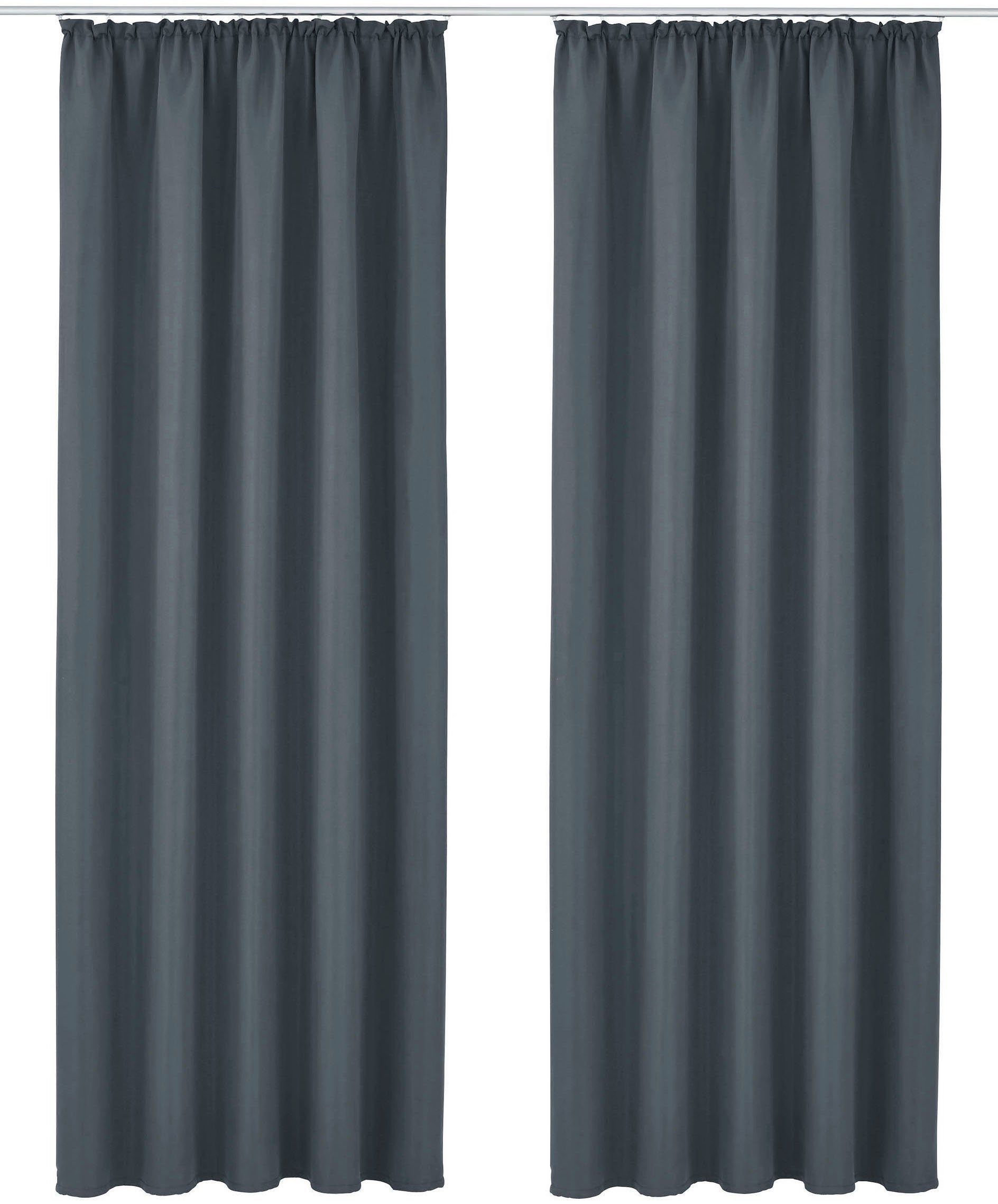 Bruno Banani Gordijn Lagan set van 2, geweven, microvezel, verschillende maten, effen kleur, bestseller (2 stuks)