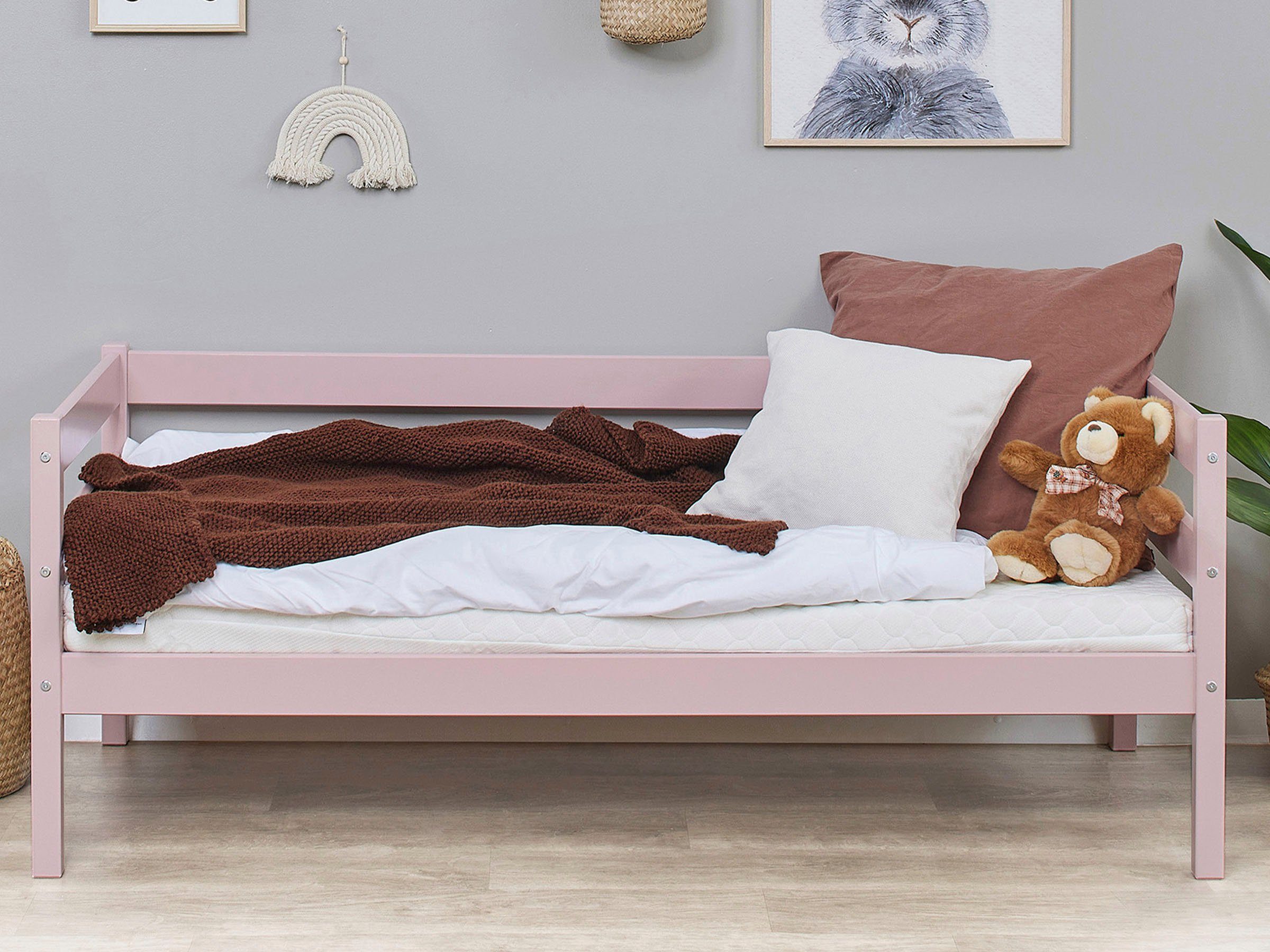 Hoppekids 1-persoonsledikant ECO Comfort kinderbed, massief grenenhout, tienerbed inclusief lattenbodem (set)