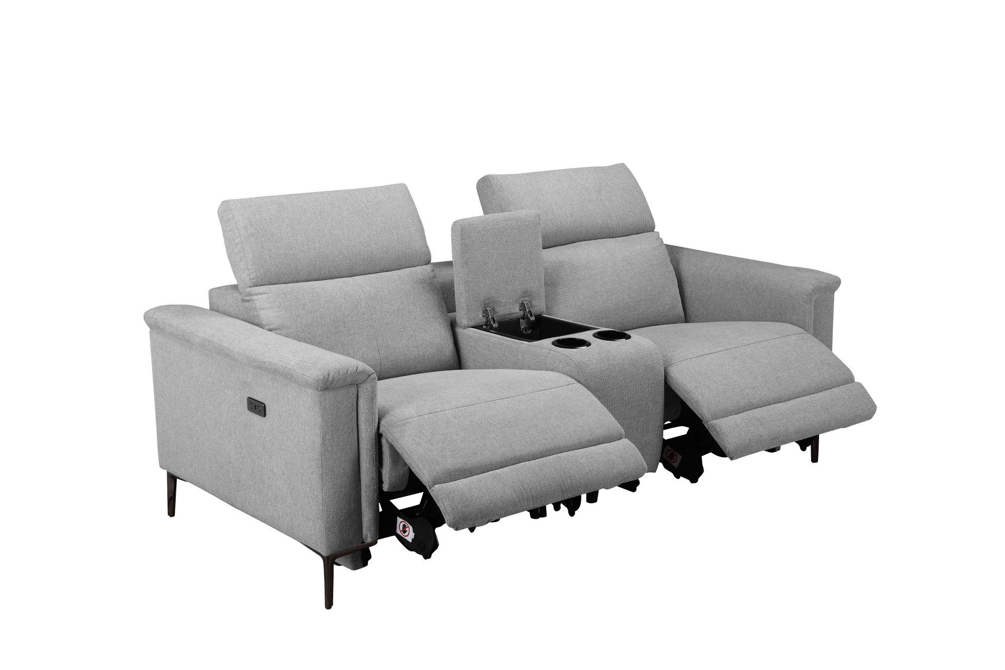 Places of Style 2-zitsbank Lund, 2-zits bioscoopbank, tv-fauteuil, multimedia-sofa, USB-A met elektrische of handmatige relaxfunctie, bekerhouder en opbergruimte