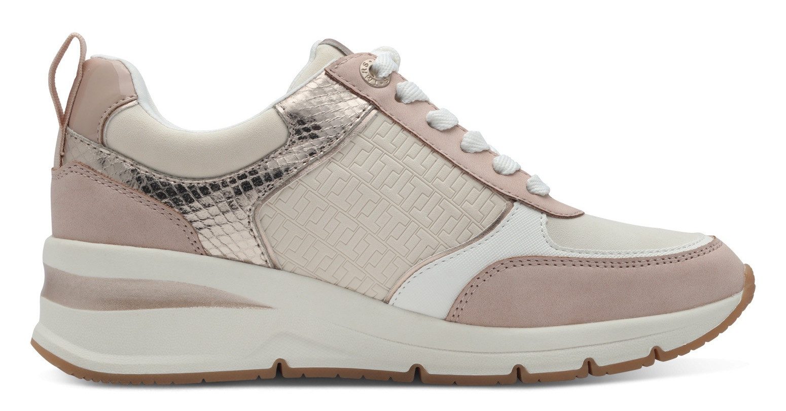 Tamaris Sneakers met sleehak vrijetijdsschoen, lage schoen, veterschoen met buitenrits