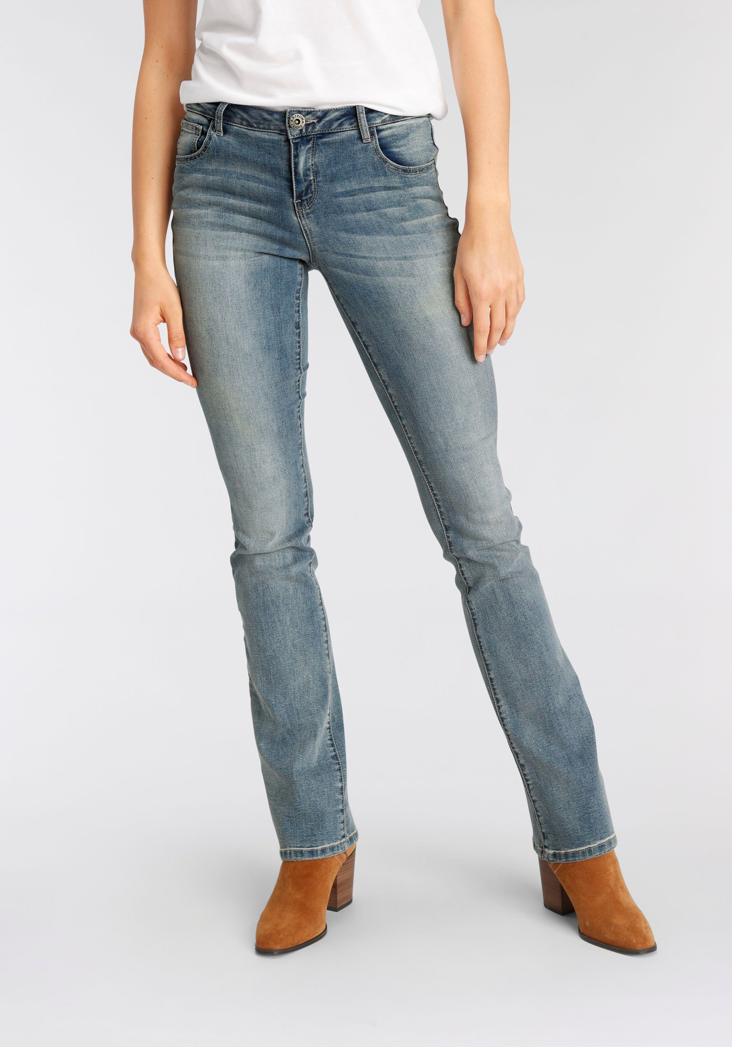 Arizona Bootcut jeans Ultra Stretch normale pasvorm, baby-bootcut, used-look-wassing