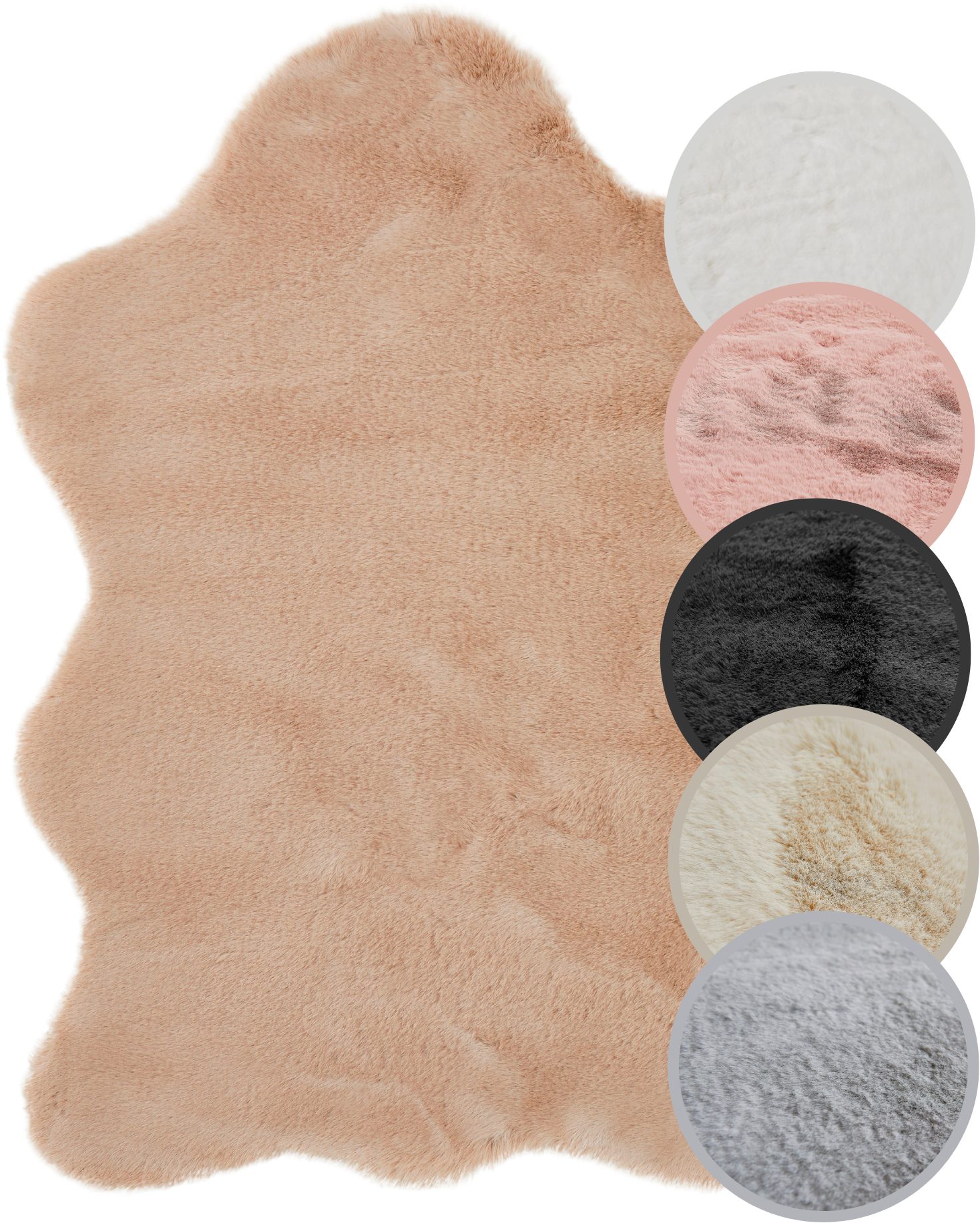 my home Vachtvloerkleed Lugano Kunstbont, uni kleuren, zacht & knuffelig, ook als 2-set verkrijgbaar