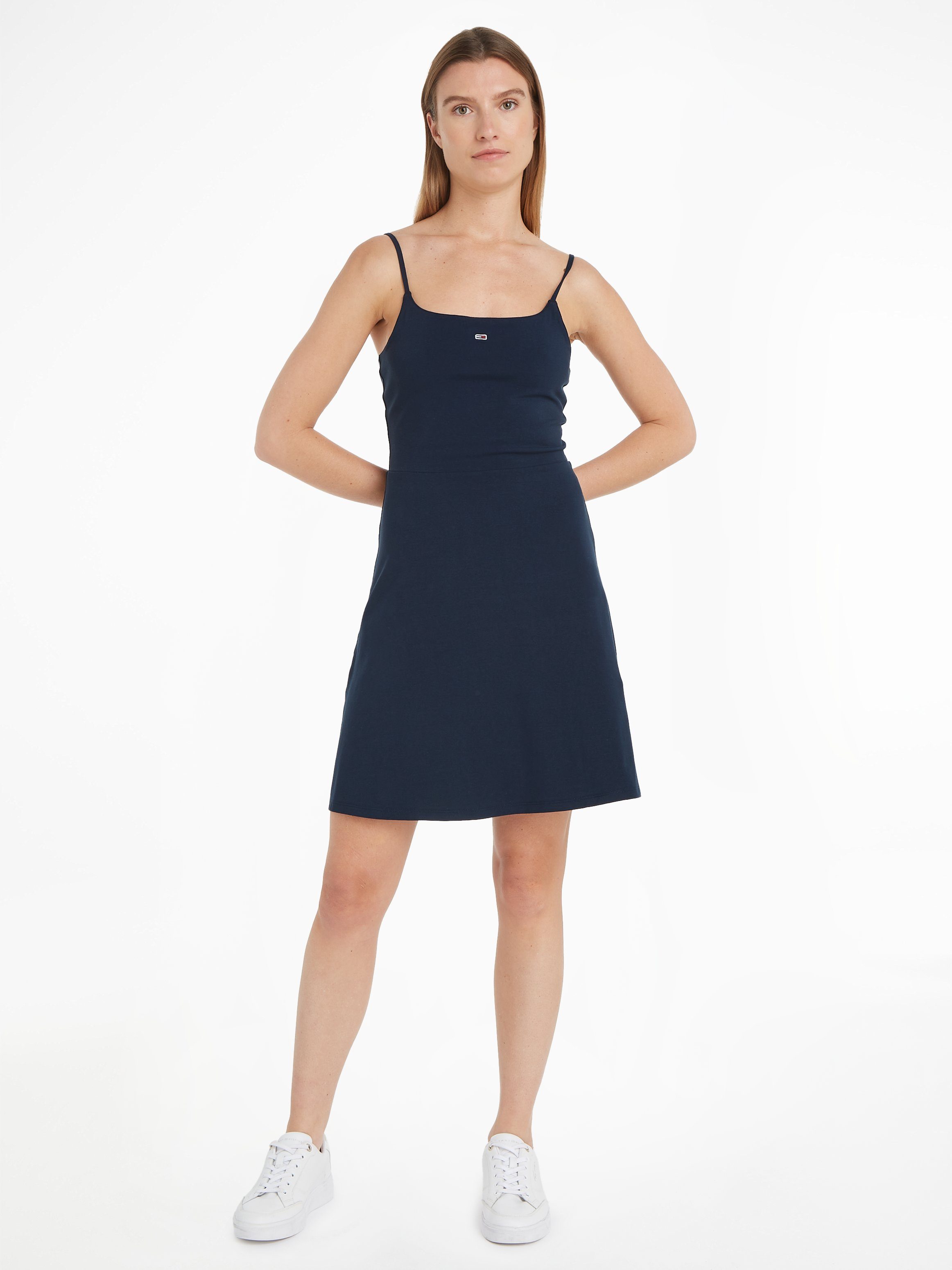 TOMMY JEANS Jurk met spaghettibandjes TJW ESSENTIAL STRAP FLARE DRESS met verstelbare spaghettibandjes