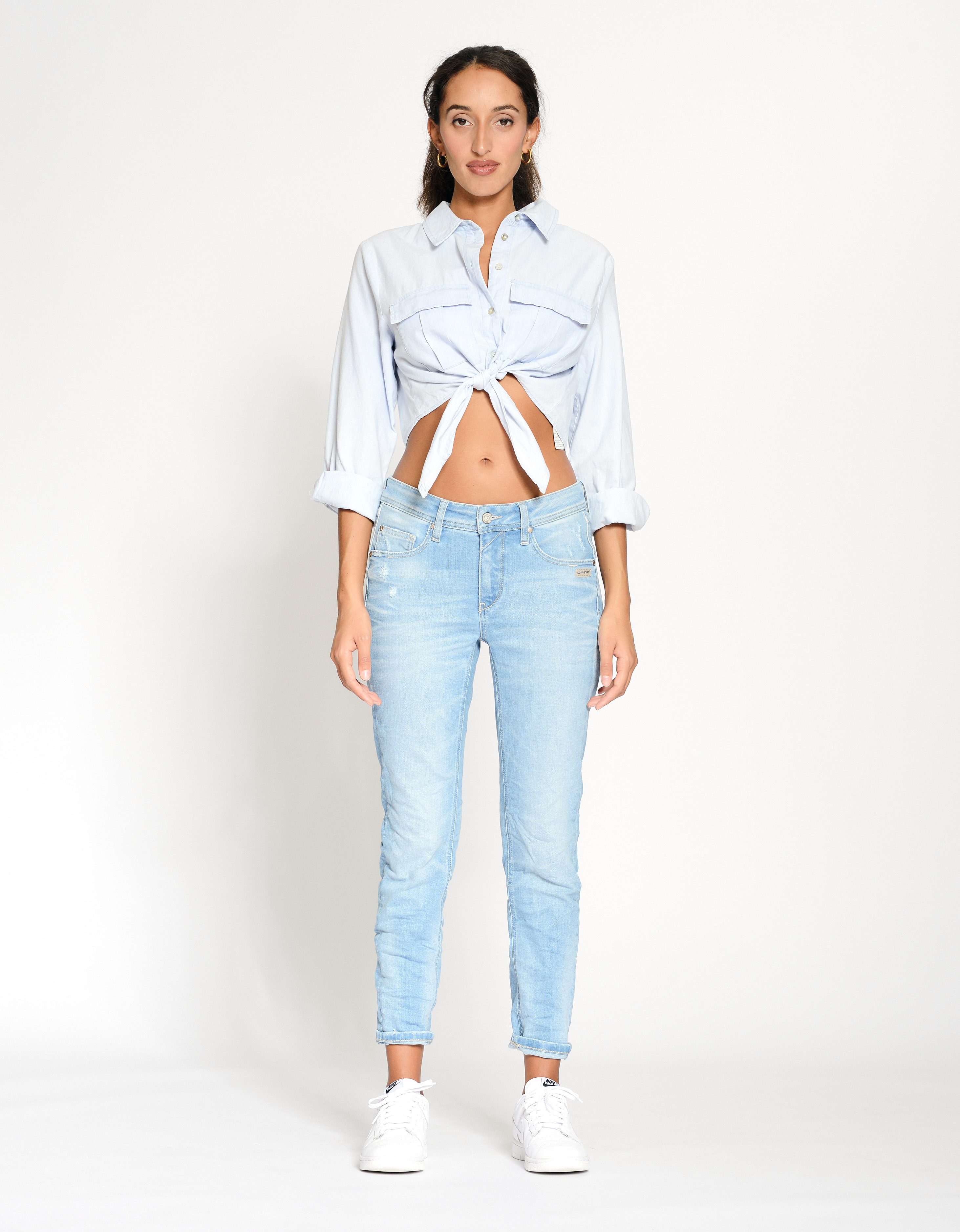 GANG Relax fit jeans 94AMELIE CROPPED met used-effecten