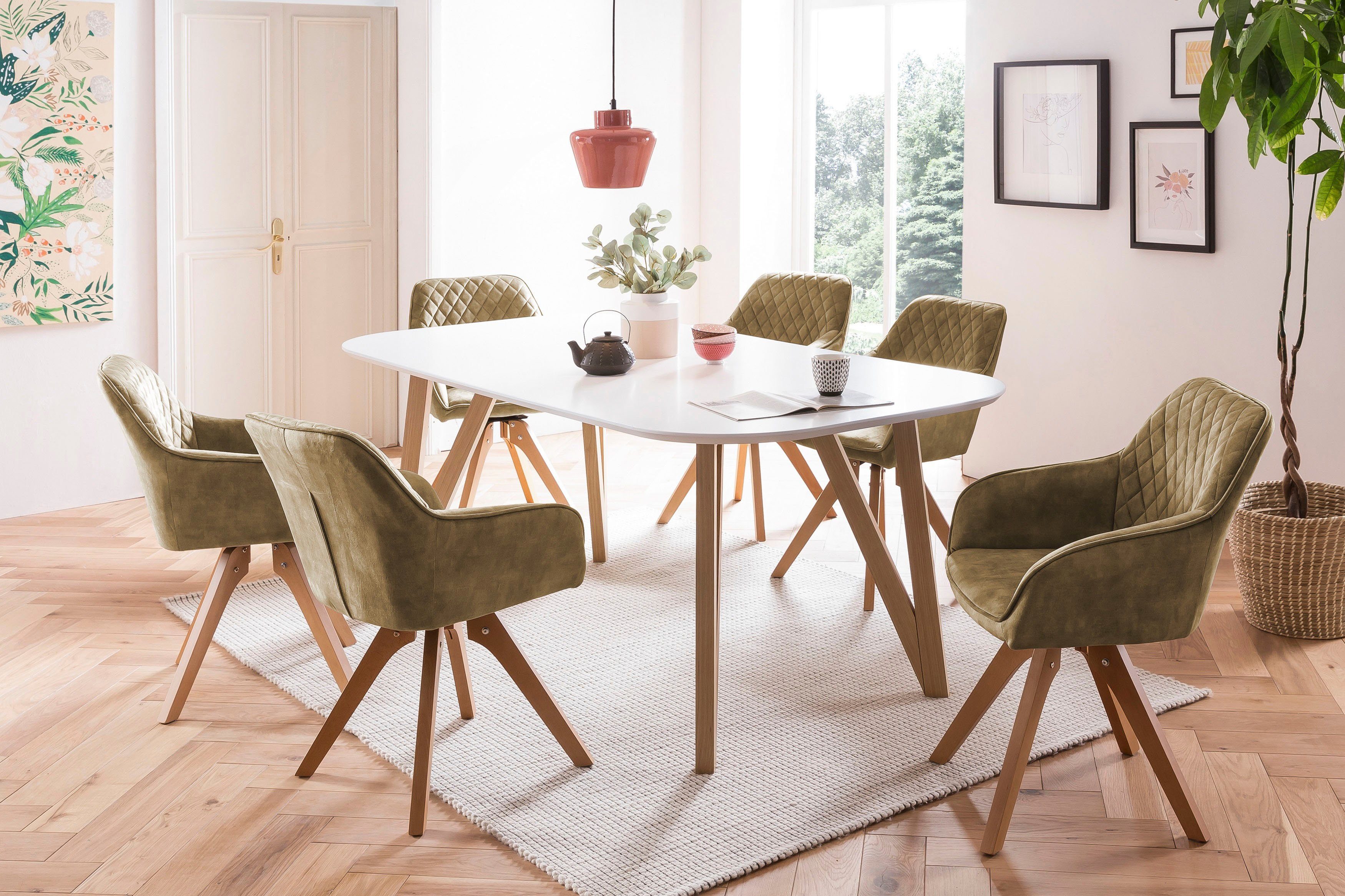 SalesFever Eettafel Haarspeldpoten van massief eiken