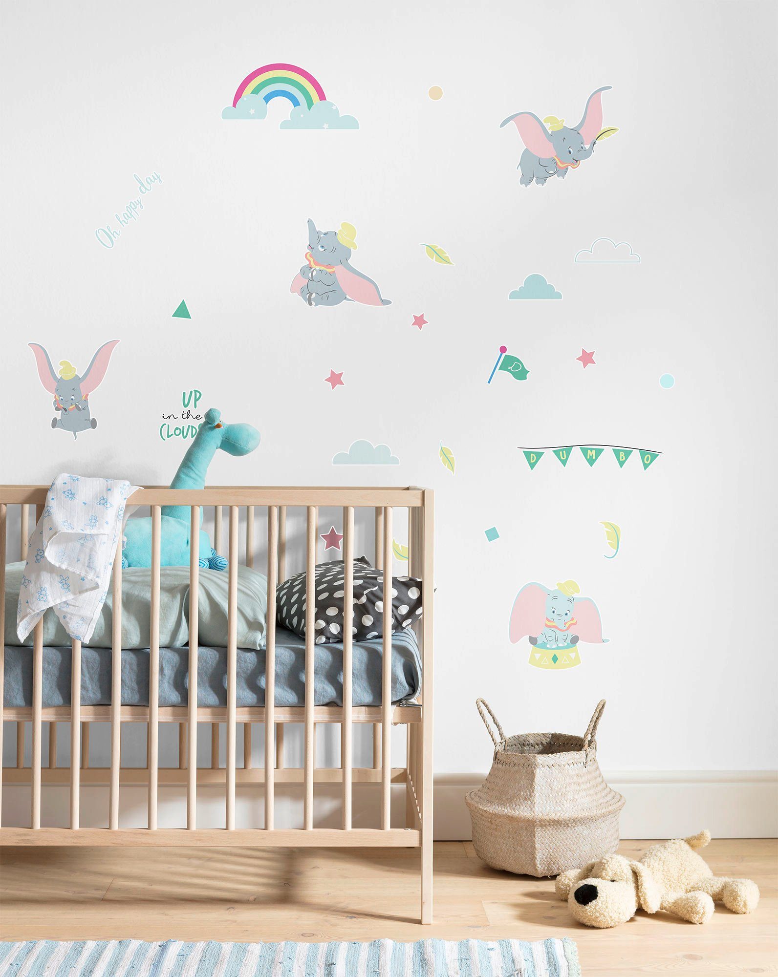 Komar Wandfolie Dumbo Daydream - afm. 50 x 70 cm zelfklevend, wandstickers, kinderkamer (26-delig)
