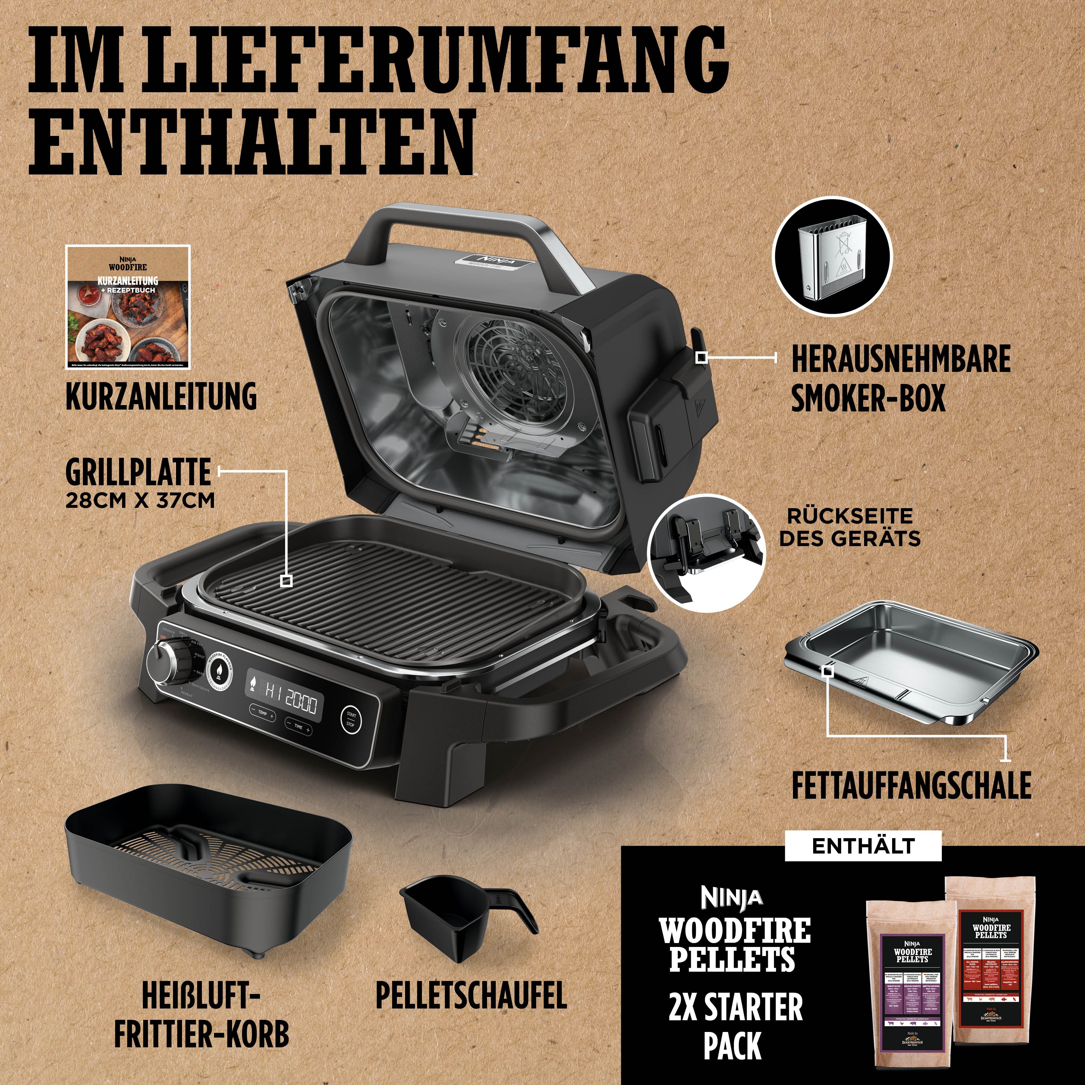 NINJA Tafelgrill Ninja Woodfire OG701EU Elektrische outdoorgrill